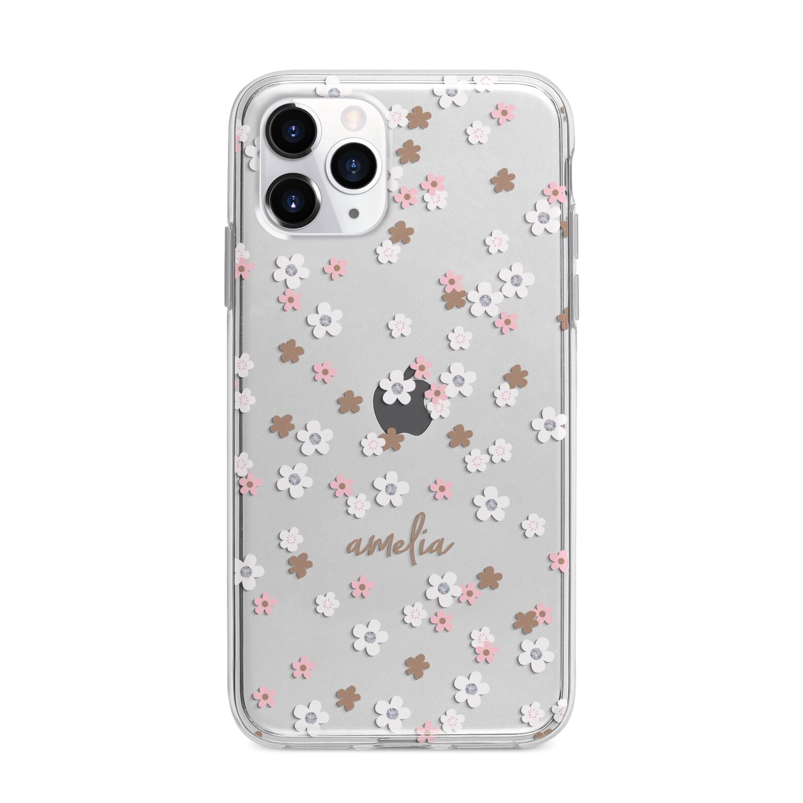 Cherry Blossom with Name Apple iPhone 11 Pro Max in Silver with Bumper Case