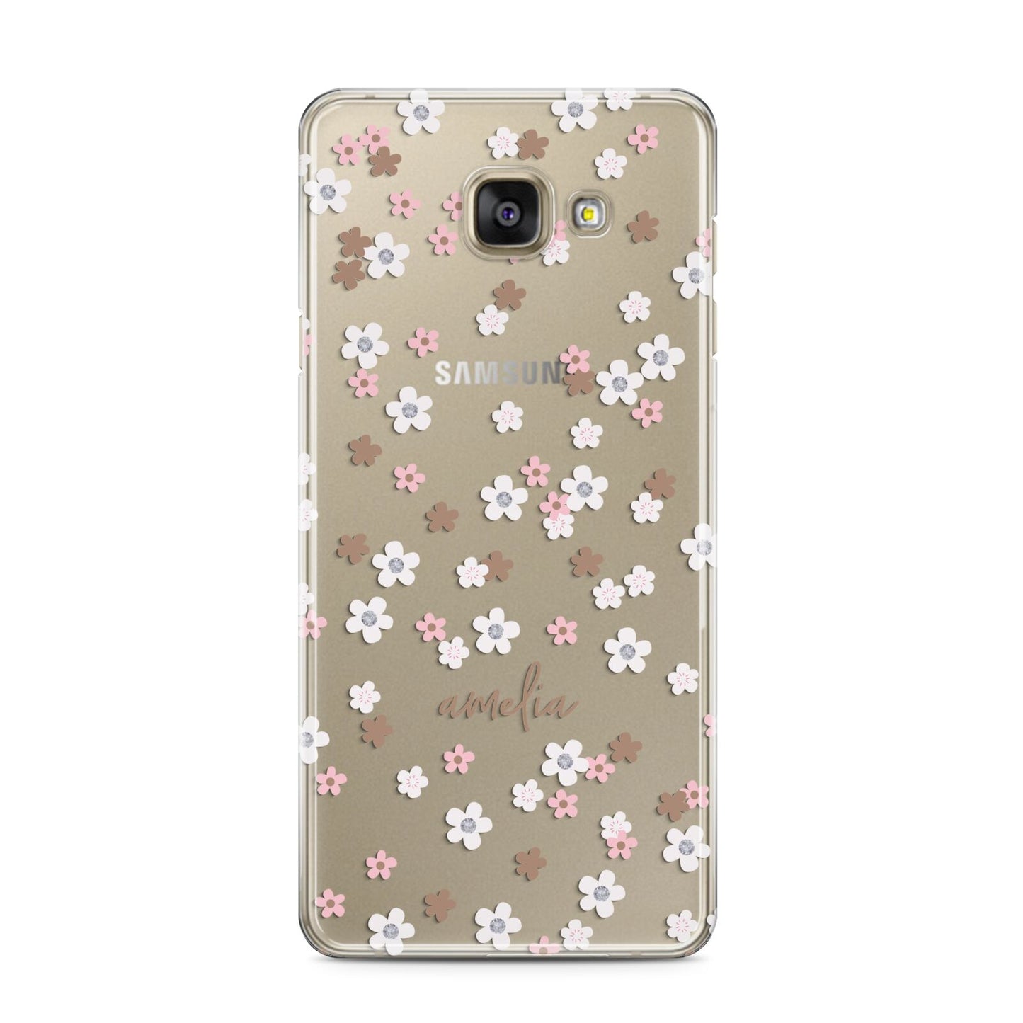 Cherry Blossom with Name Samsung Galaxy A3 2016 Case on gold phone