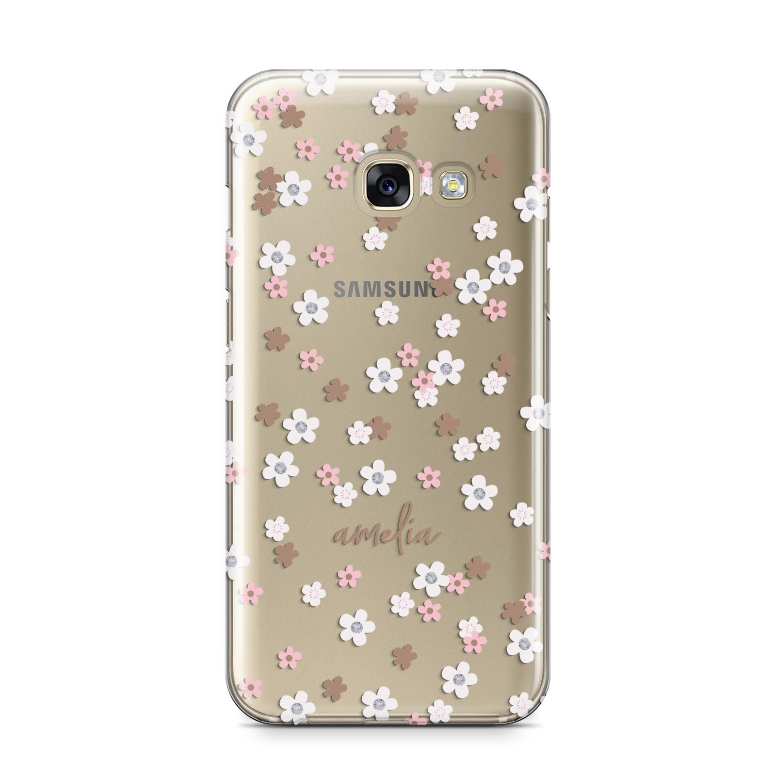 Cherry Blossom with Name Samsung Galaxy A3 2017 Case on gold phone