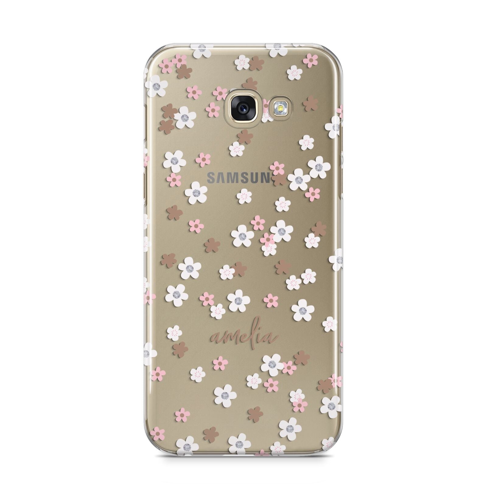 Cherry Blossom with Name Samsung Galaxy A5 2017 Case on gold phone