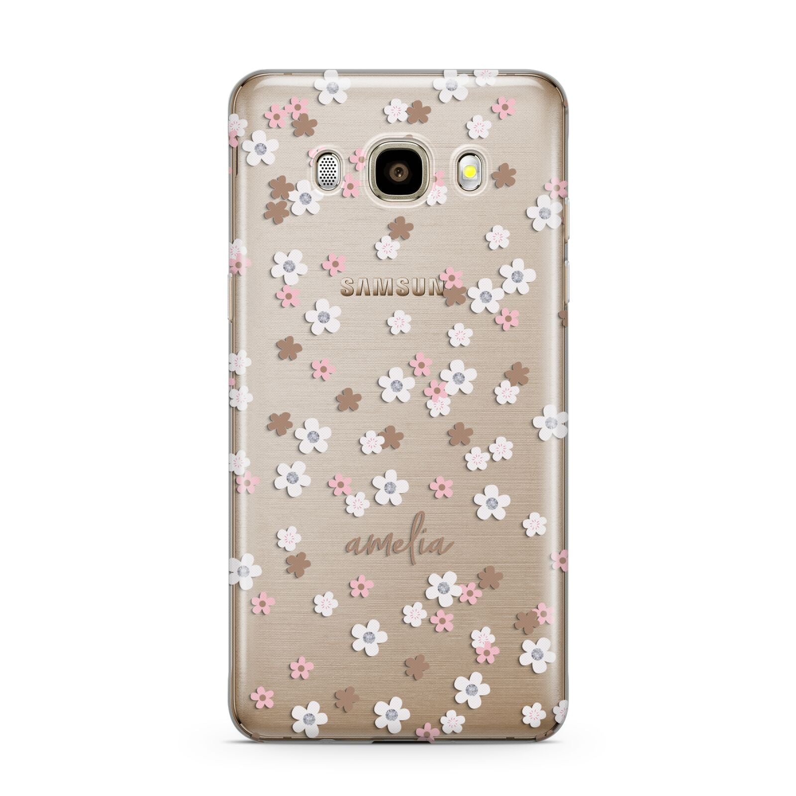 Cherry Blossom with Name Samsung Galaxy J7 2016 Case on gold phone