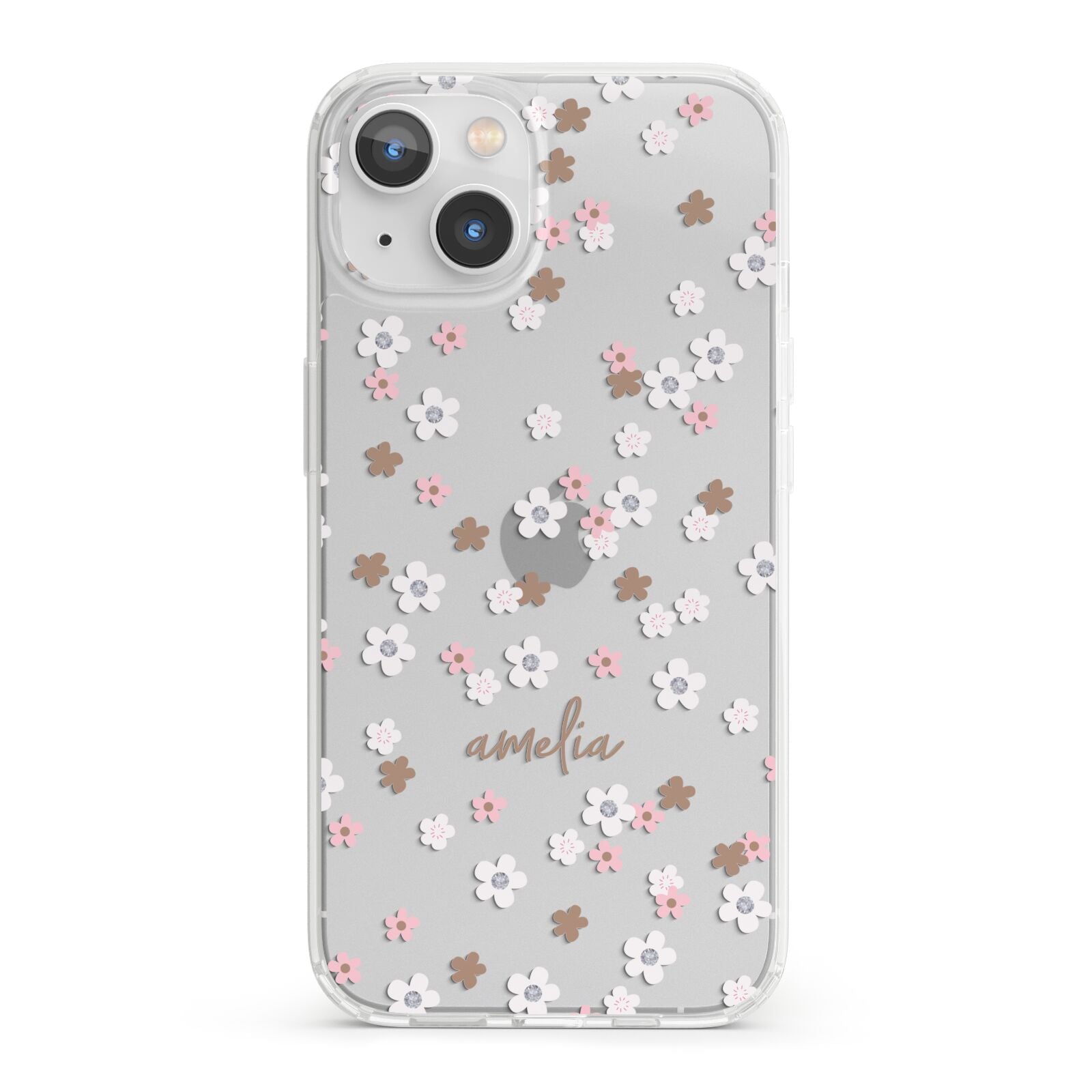 Cherry Blossom with Name iPhone 13 Clear Bumper Case