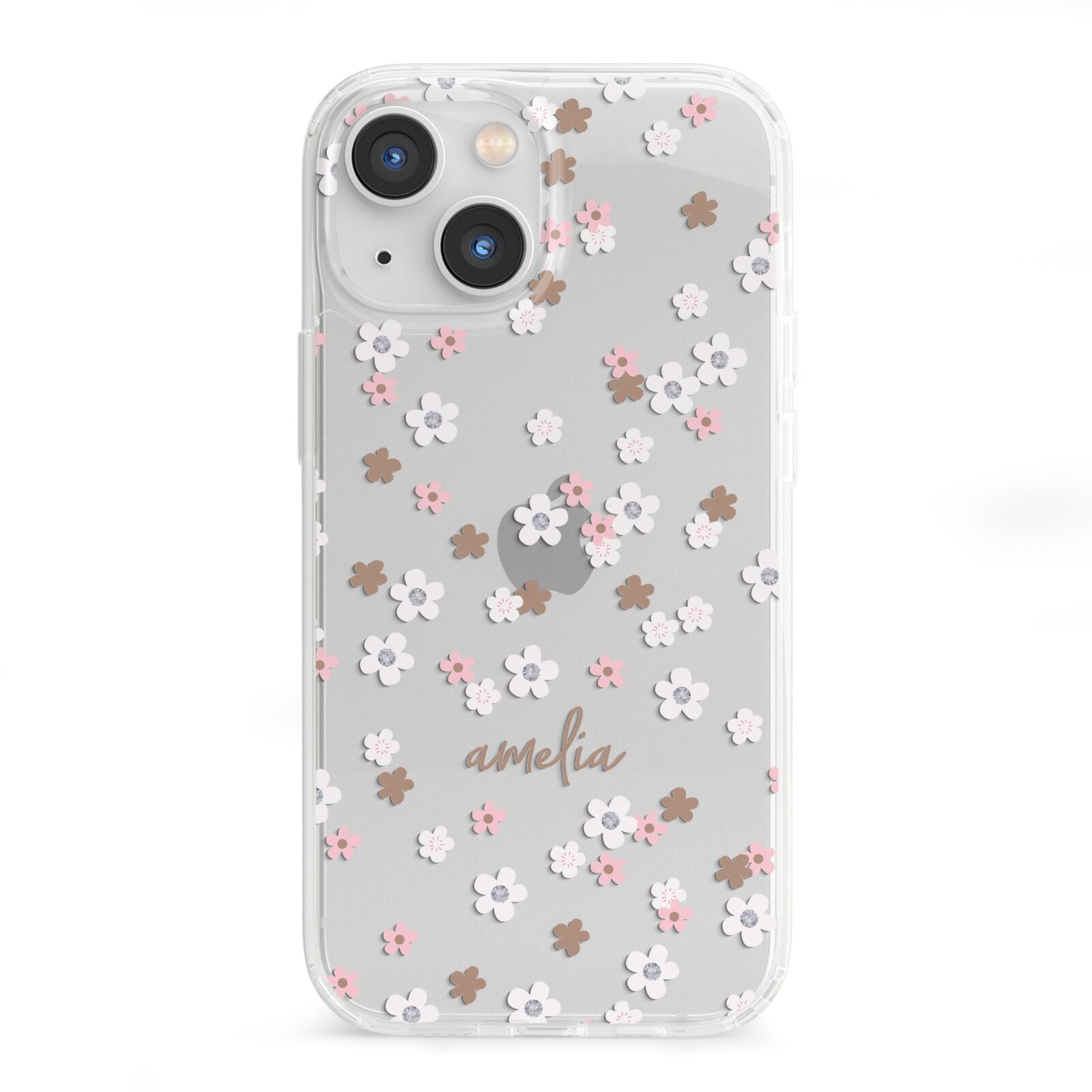 Cherry Blossom with Name iPhone 13 Mini Clear Bumper Case