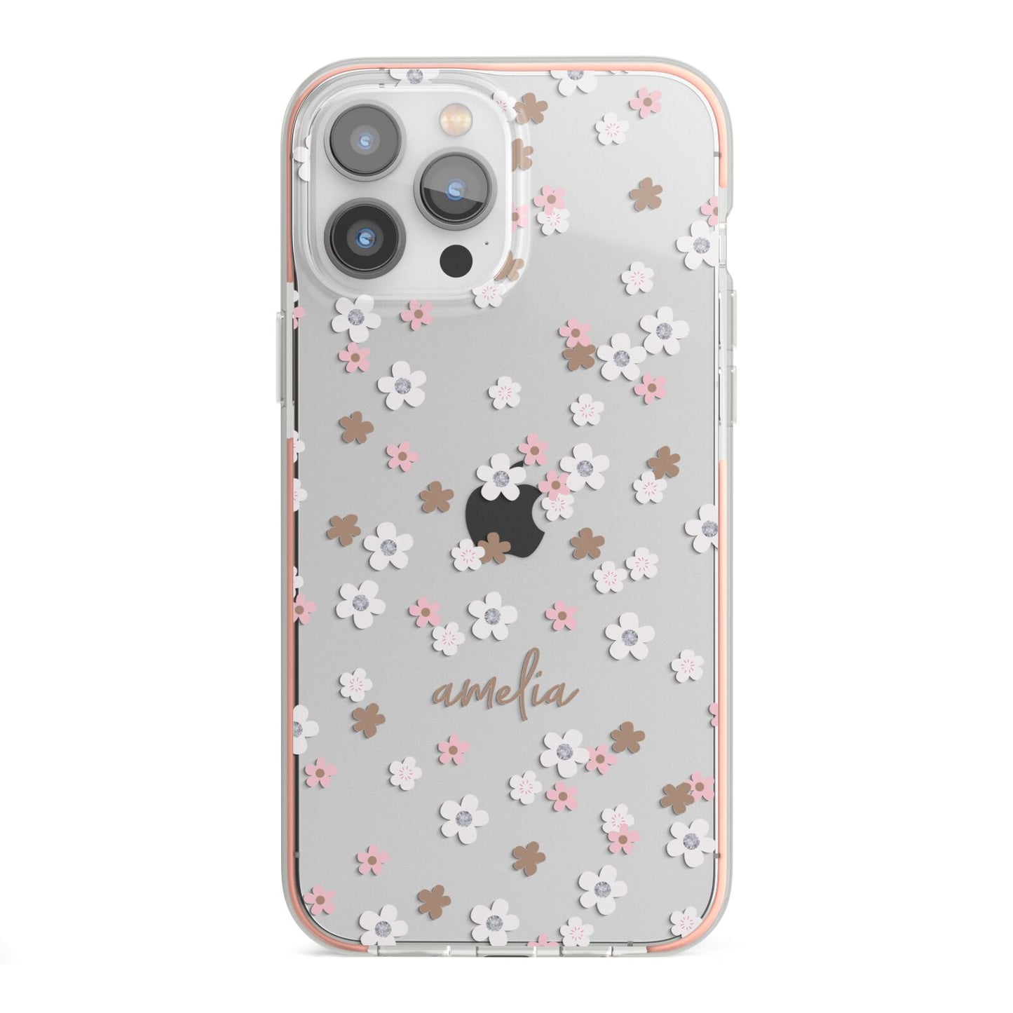 Cherry Blossom with Name iPhone 13 Pro Max TPU Impact Case with Pink Edges