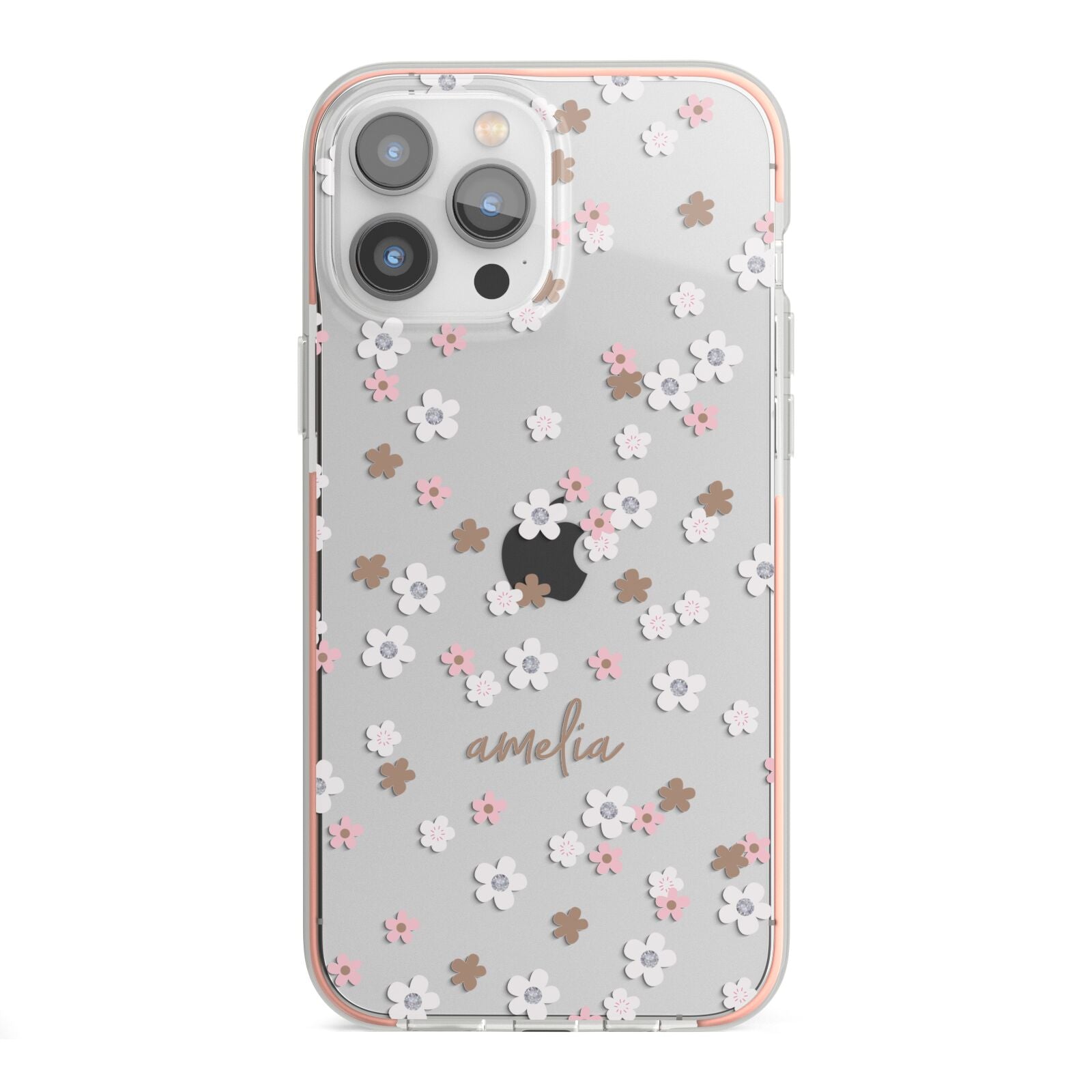 Cherry Blossom with Name iPhone 13 Pro Max TPU Impact Case with Pink Edges