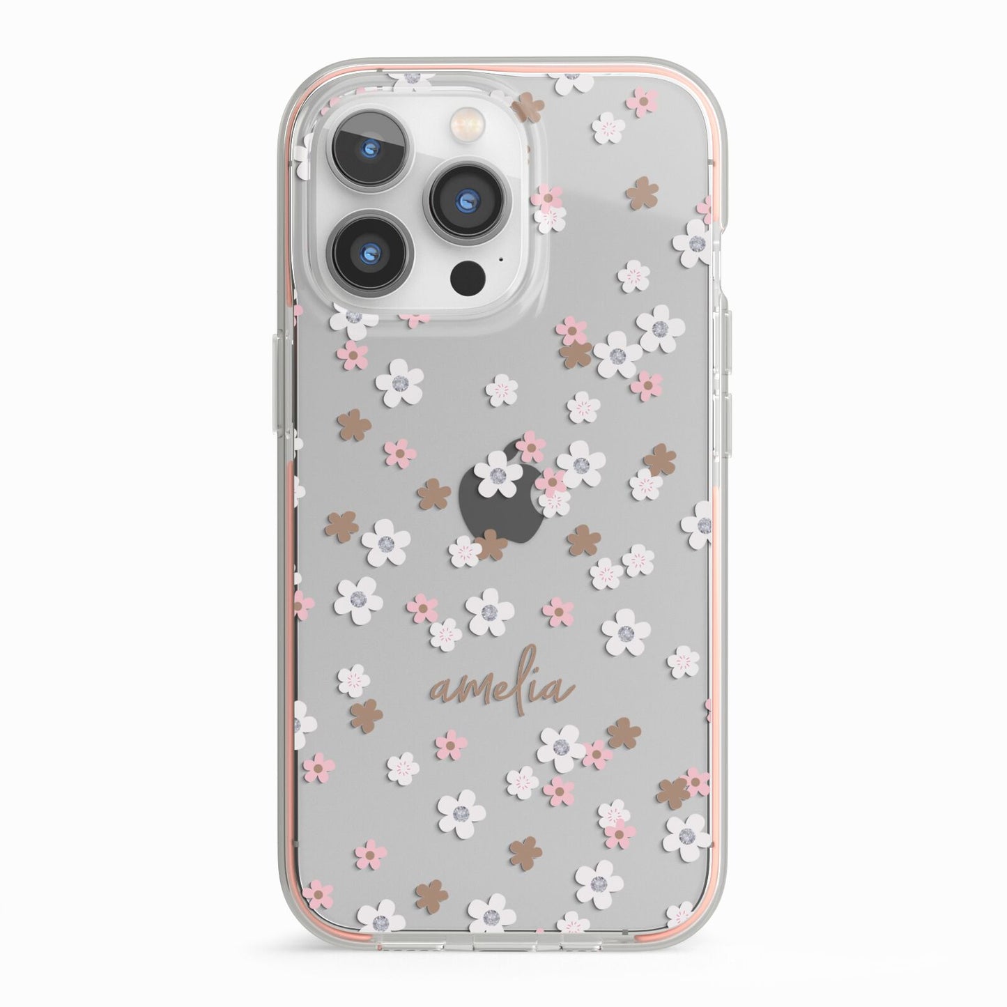 Cherry Blossom with Name iPhone 13 Pro TPU Impact Case with Pink Edges