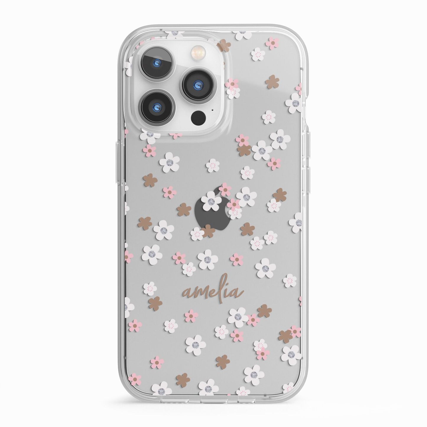 Cherry Blossom with Name iPhone 13 Pro TPU Impact Case with White Edges