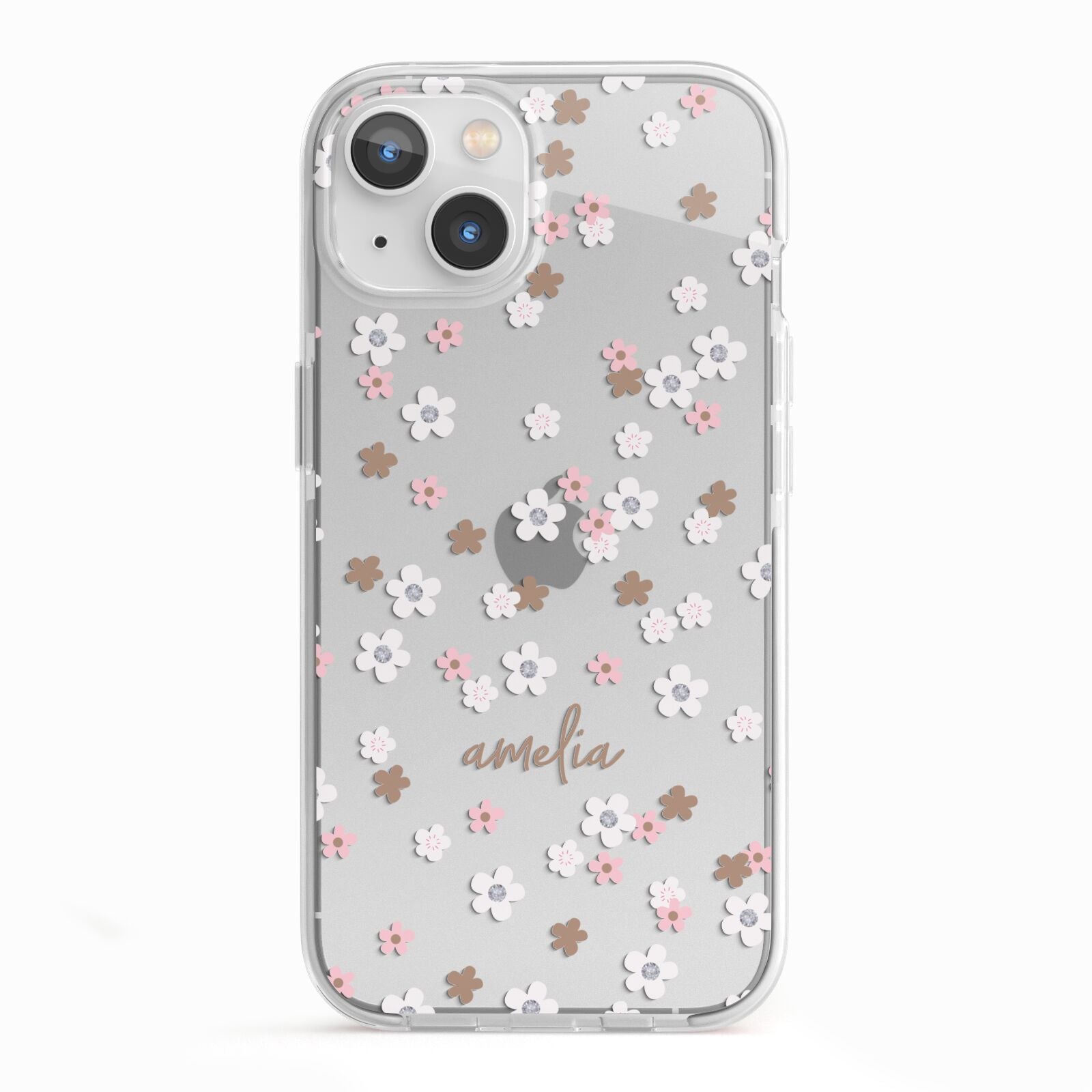 Cherry Blossom with Name iPhone 13 TPU Impact Case with White Edges