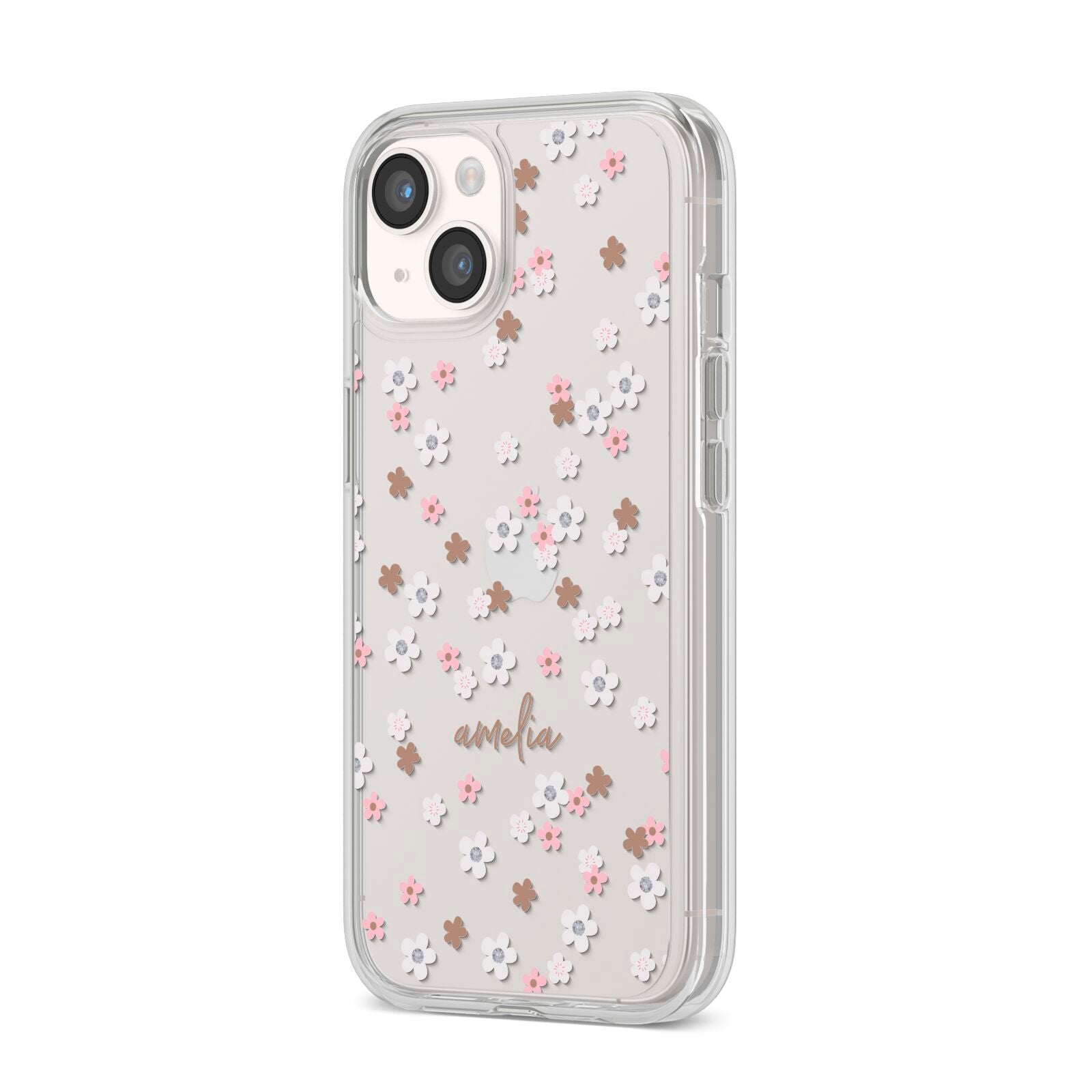 Cherry Blossom with Name iPhone 14 Clear Tough Case Starlight Angled Image