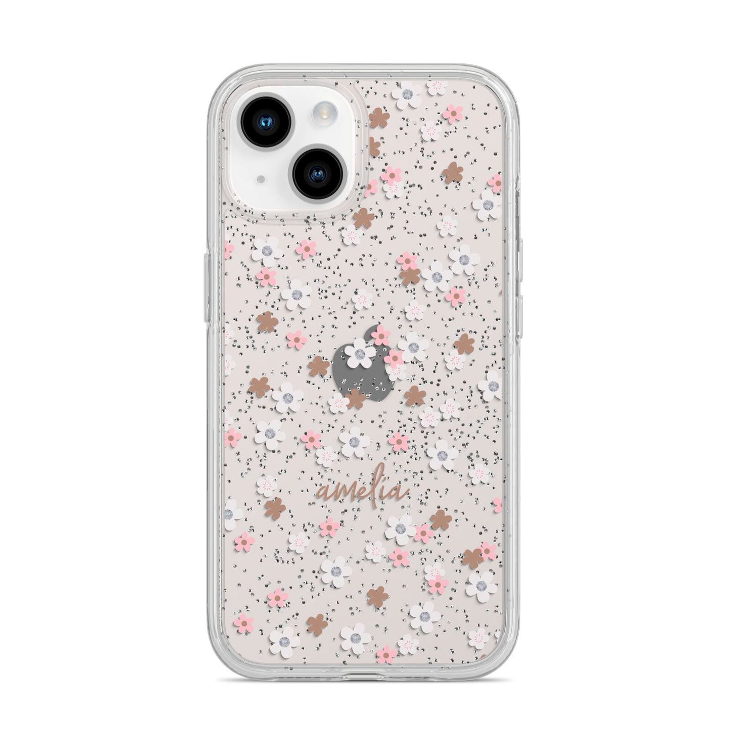 Cherry Blossom with Name iPhone 14 Glitter Tough Case Starlight