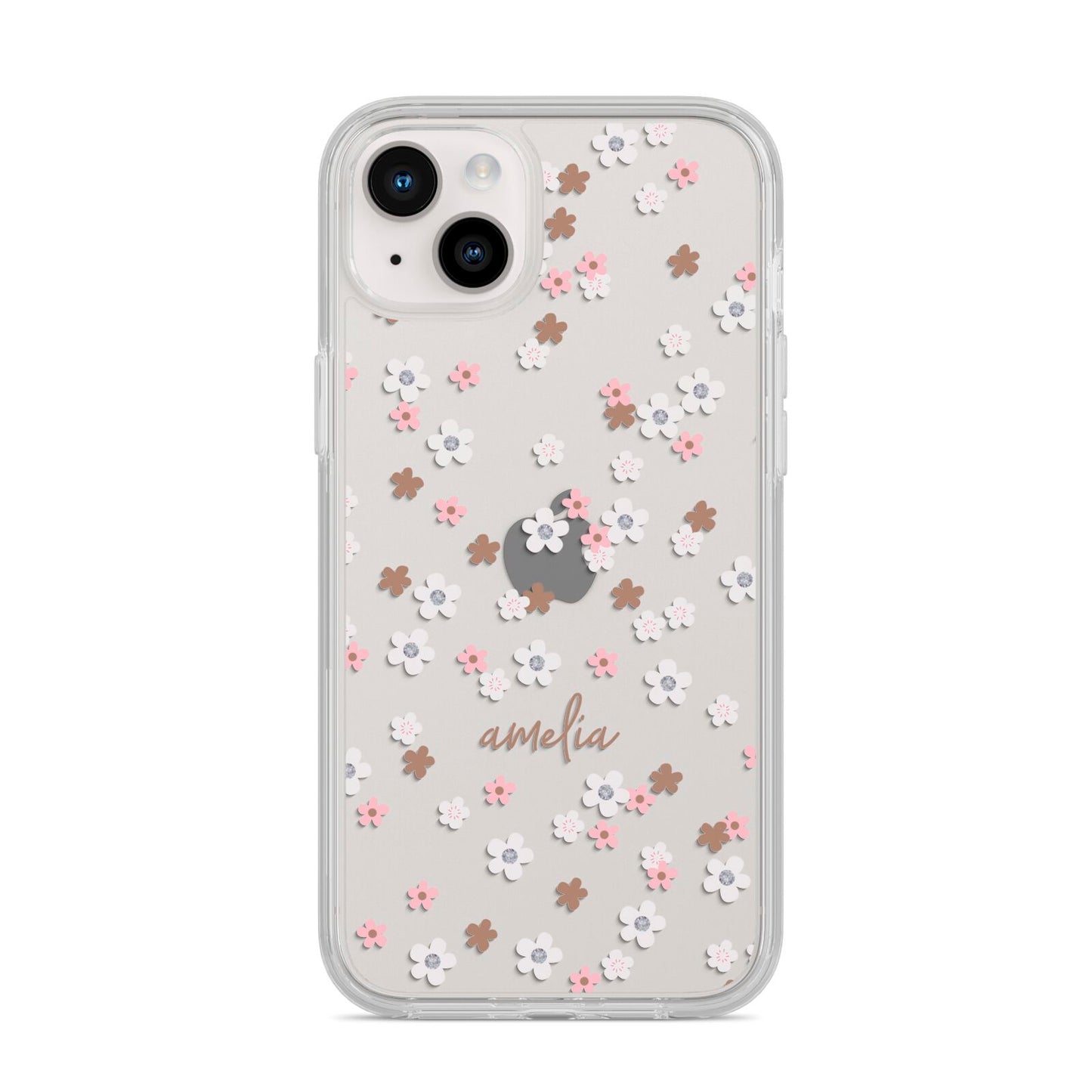 Cherry Blossom with Name iPhone 14 Plus Clear Tough Case Starlight