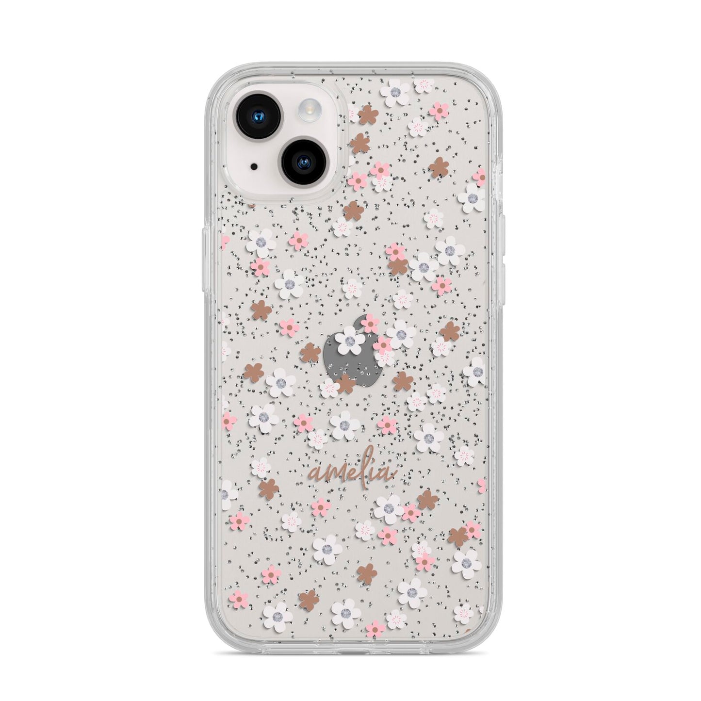 Cherry Blossom with Name iPhone 14 Plus Glitter Tough Case Starlight