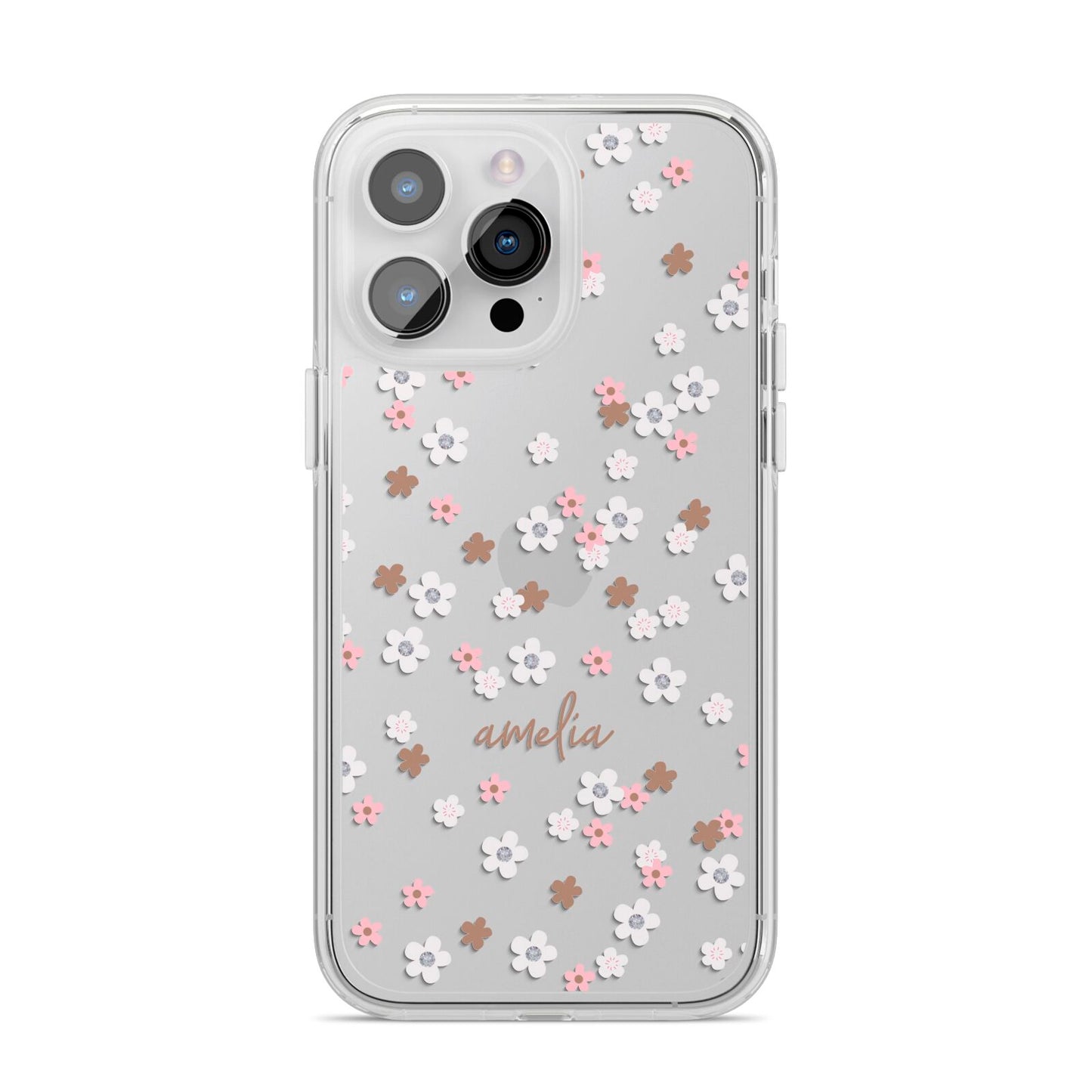 Cherry Blossom with Name iPhone 14 Pro Max Clear Tough Case Silver