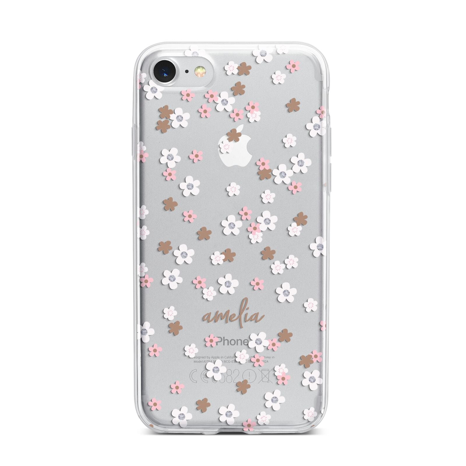 Cherry Blossom with Name iPhone 7 Bumper Case on Silver iPhone