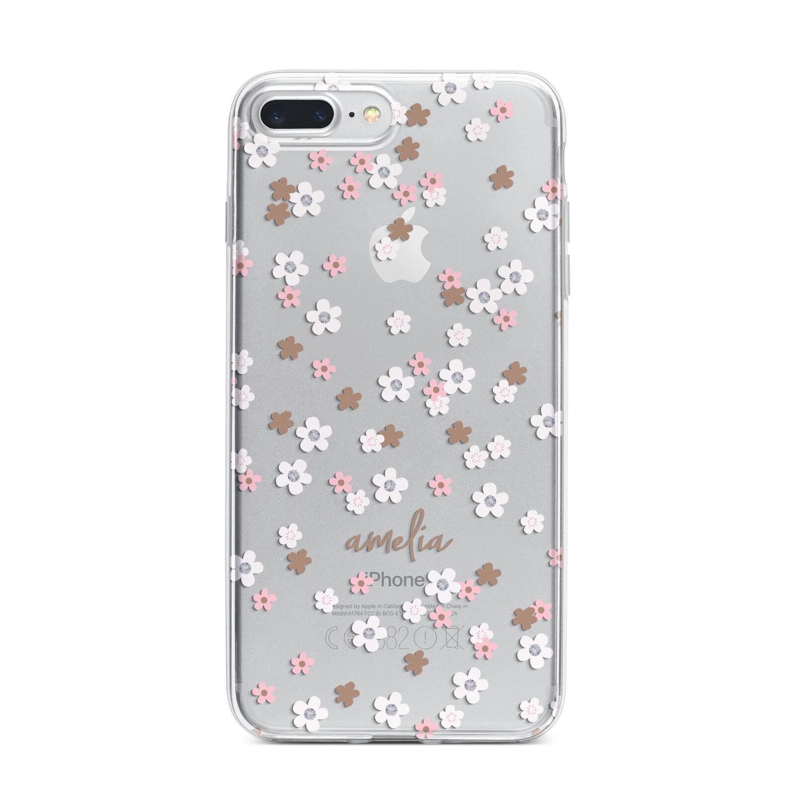 Cherry Blossom with Name iPhone 7 Plus Bumper Case on Silver iPhone