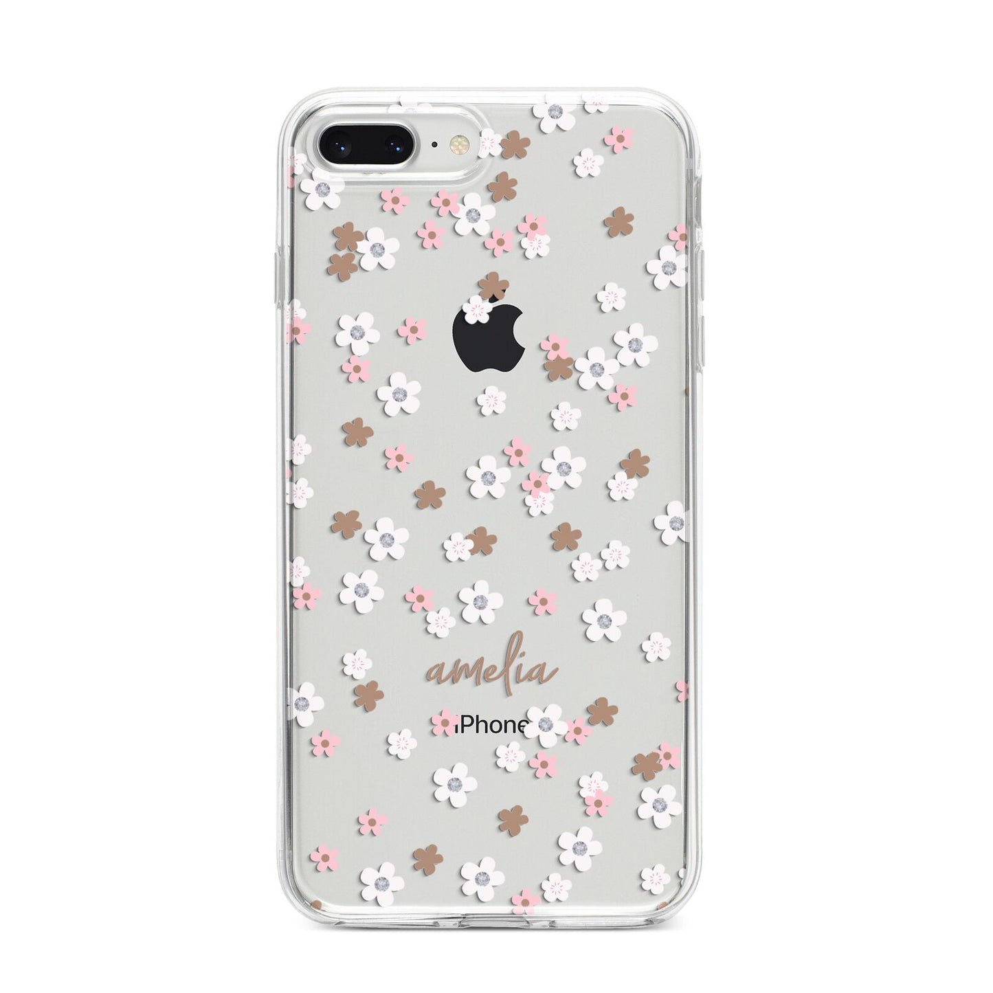 Cherry Blossom with Name iPhone 8 Plus Bumper Case on Silver iPhone