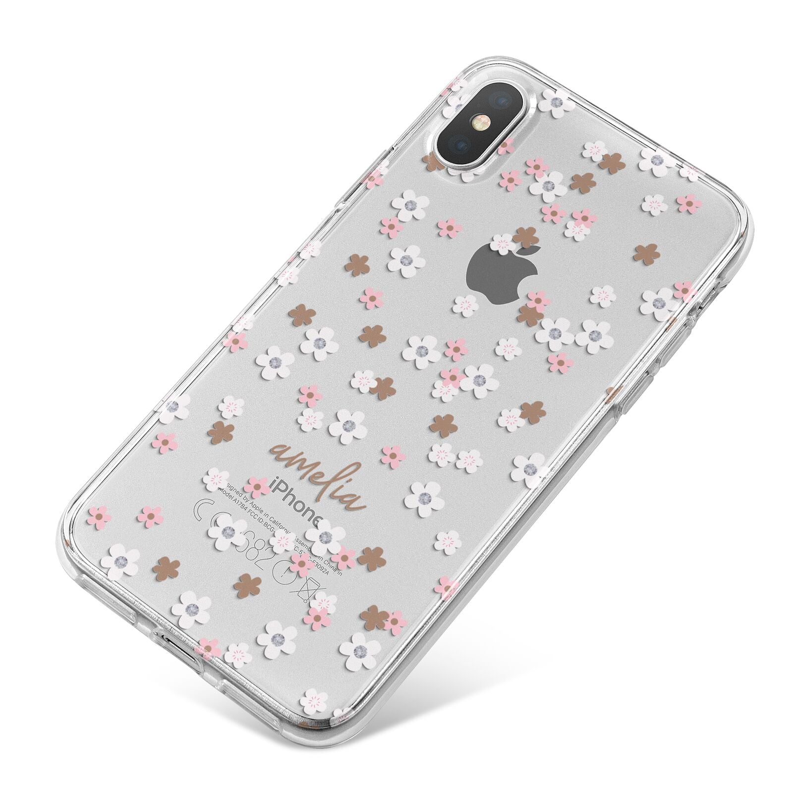 Cherry Blossom with Name iPhone X Bumper Case on Silver iPhone