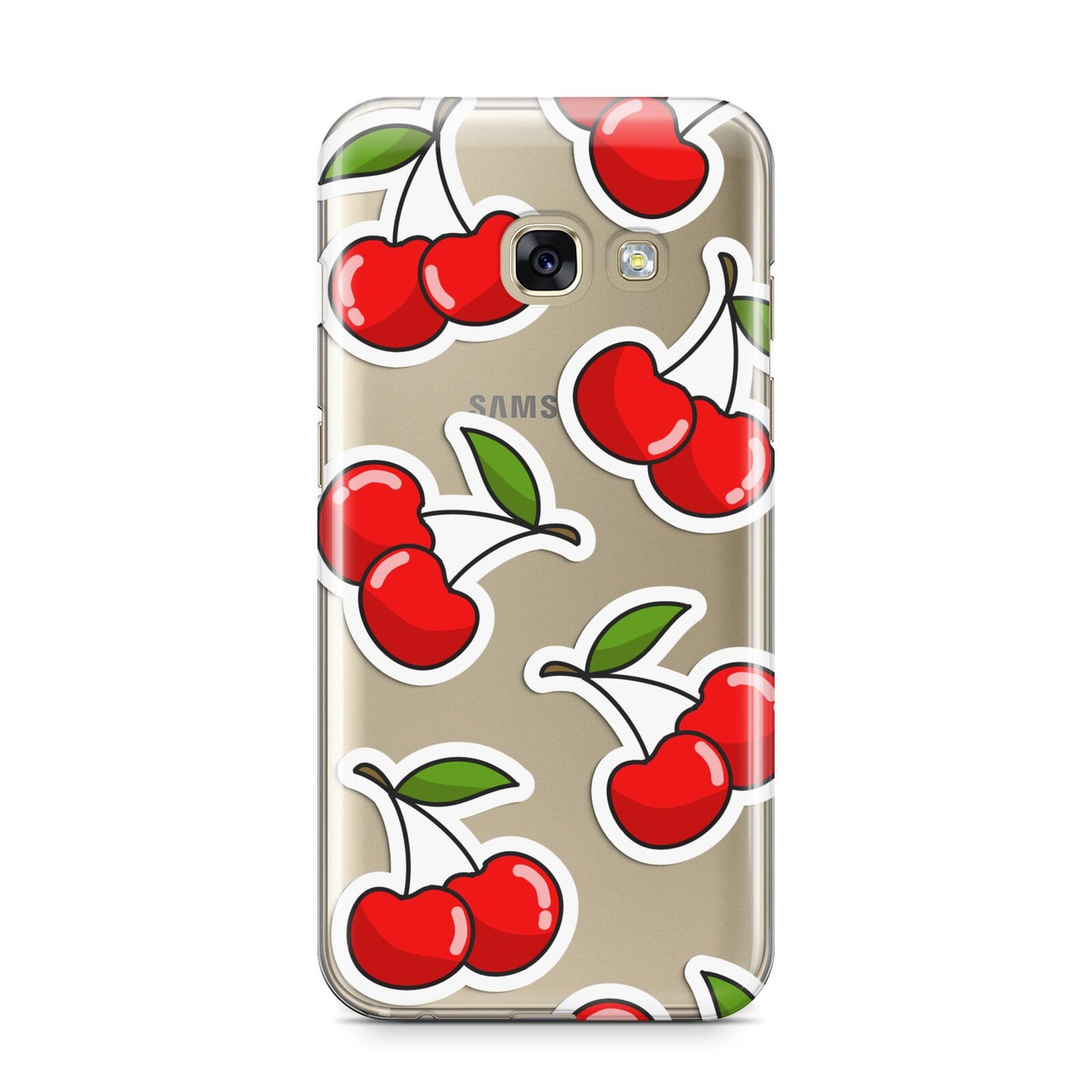 Cherry Pattern Samsung Galaxy A3 2017 Case on gold phone