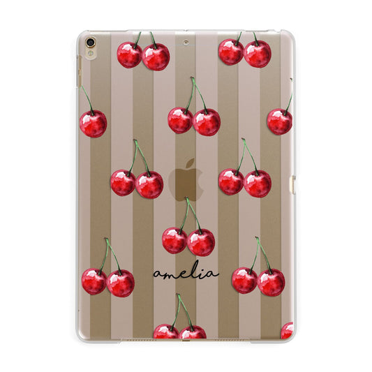 Cherry and Stripes with Name Apple iPad Gold Case