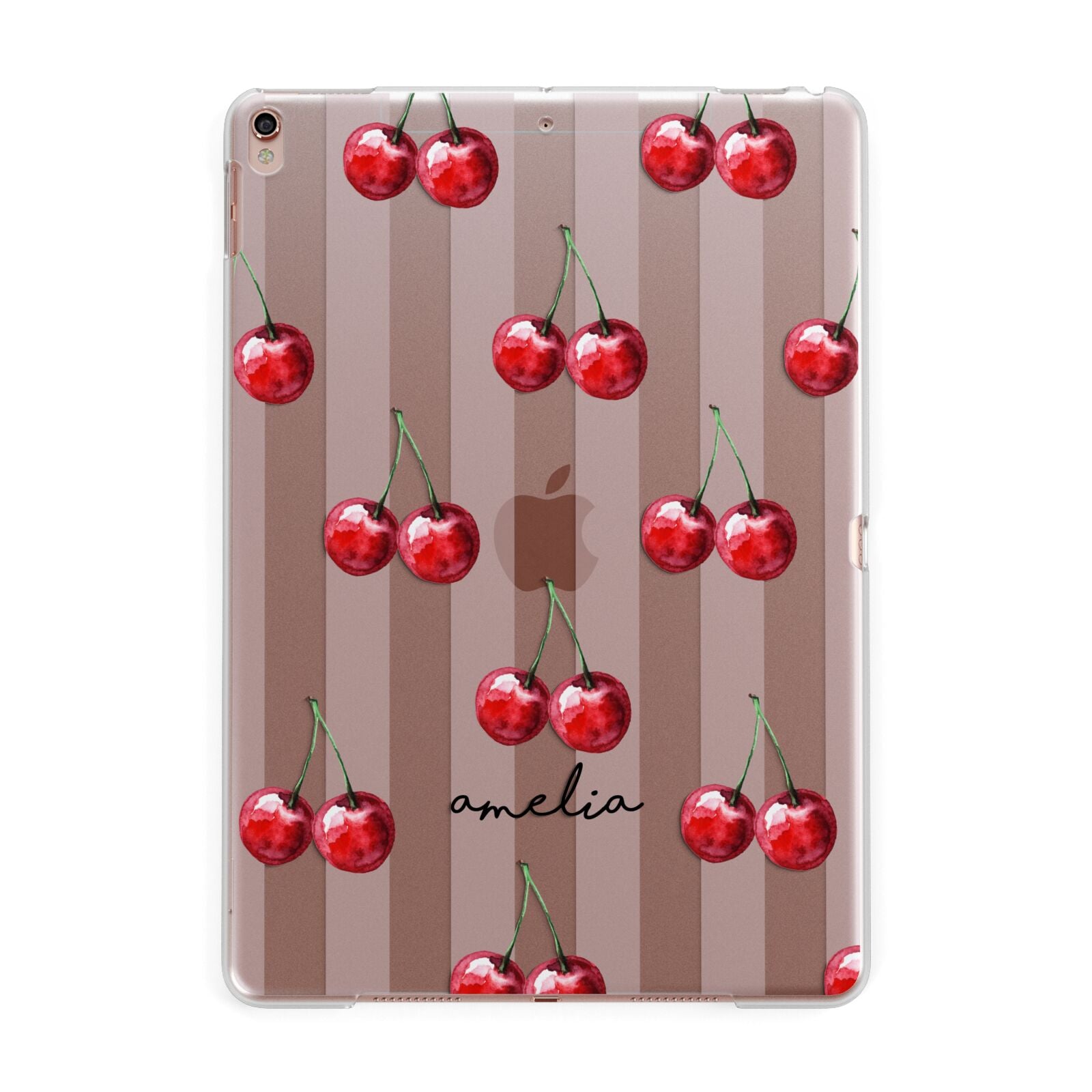 Cherry and Stripes with Name Apple iPad Rose Gold Case