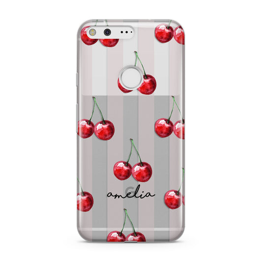 Cherry and Stripes with Name Google Pixel Case