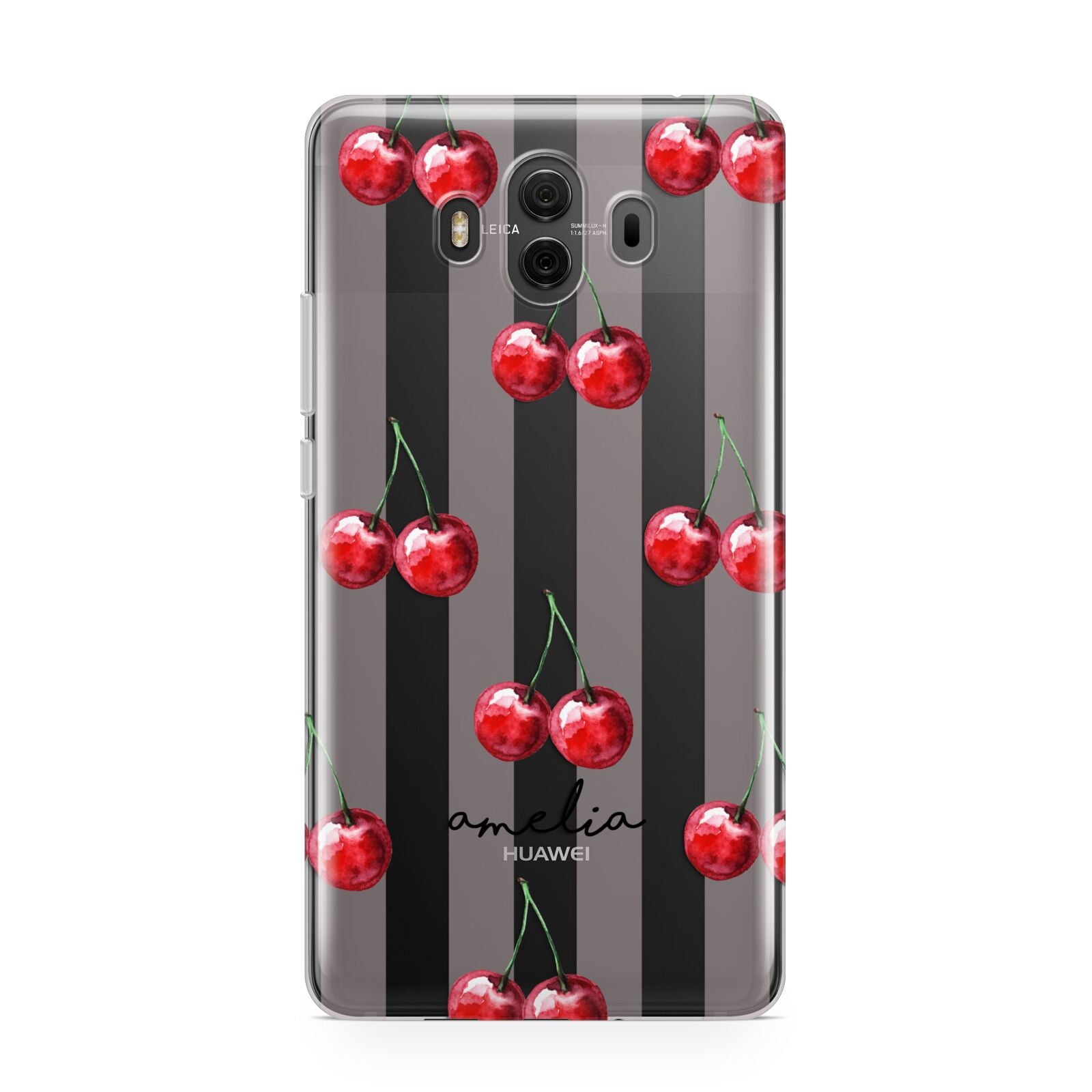 Cherry and Stripes with Name Huawei Mate 10 Protective Phone Case