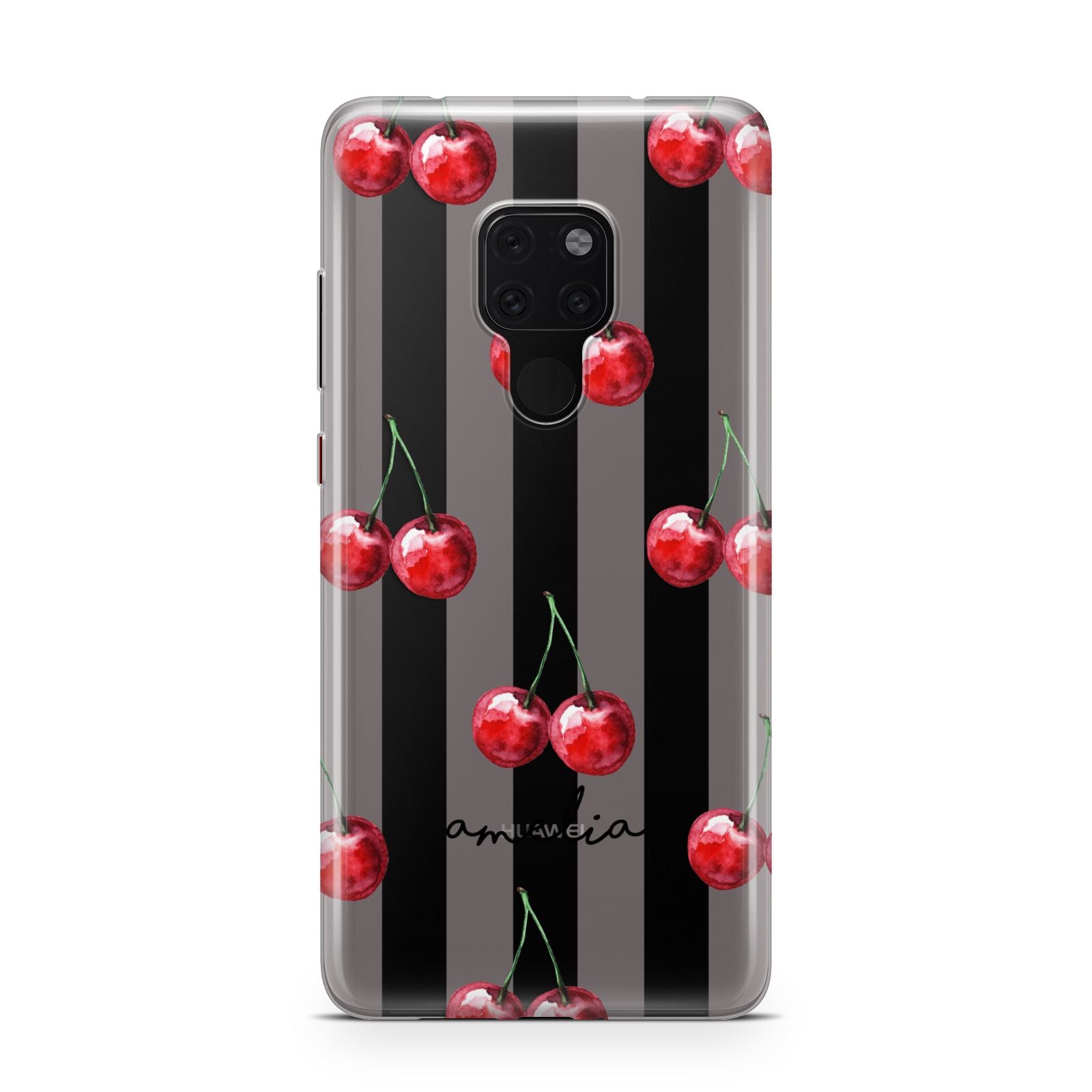 Cherry and Stripes with Name Huawei Mate 20 Phone Case