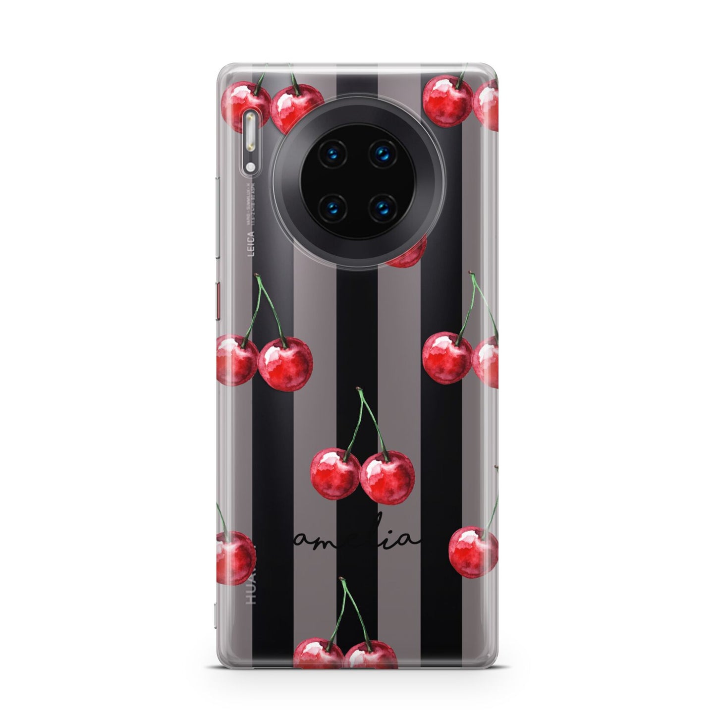 Cherry and Stripes with Name Huawei Mate 30 Pro Phone Case