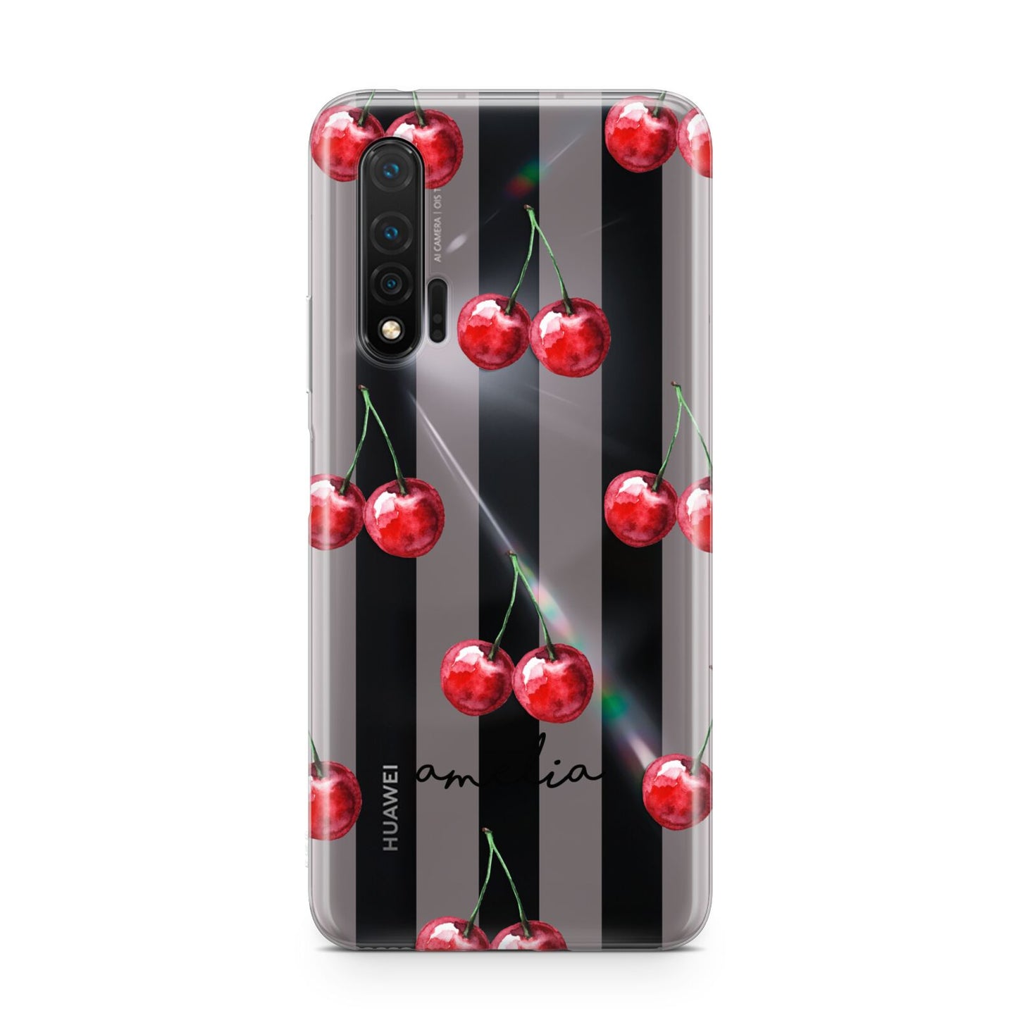 Cherry and Stripes with Name Huawei Nova 6 Phone Case