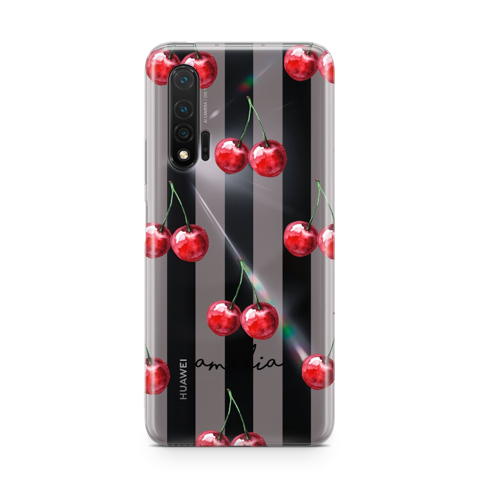 Cherry and Stripes with Name Huawei Nova 6 Phone Case