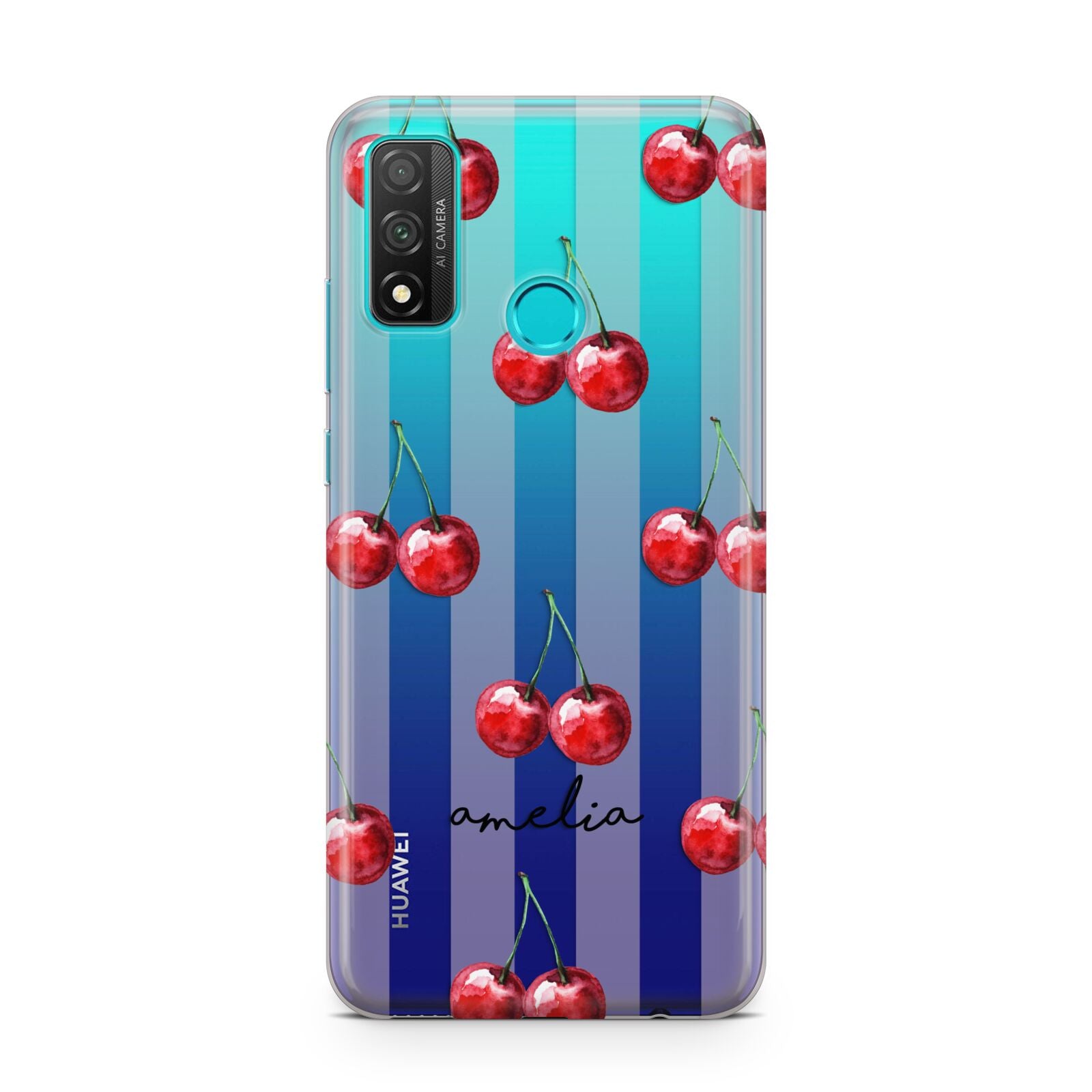 Cherry and Stripes with Name Huawei P Smart 2020