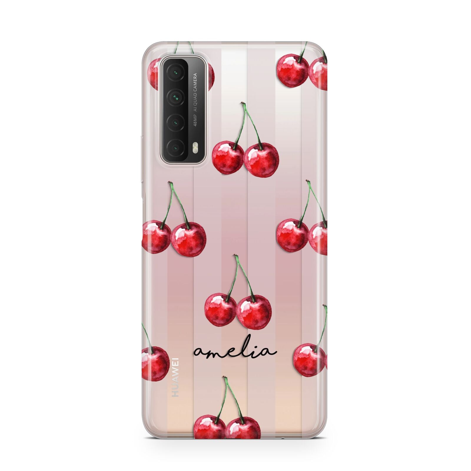 Cherry and Stripes with Name Huawei P Smart 2021