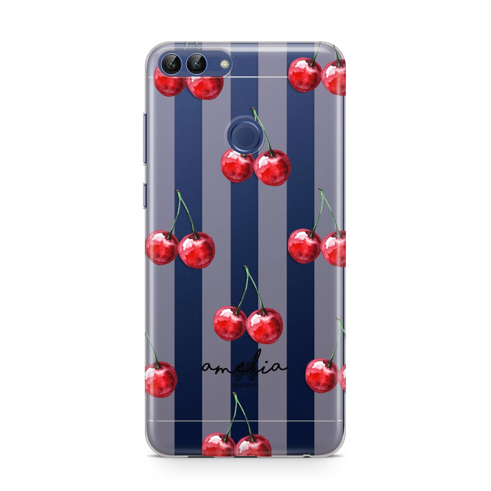 Cherry and Stripes with Name Huawei P Smart Case