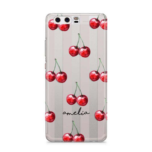 Cherry and Stripes with Name Huawei P10 Phone Case