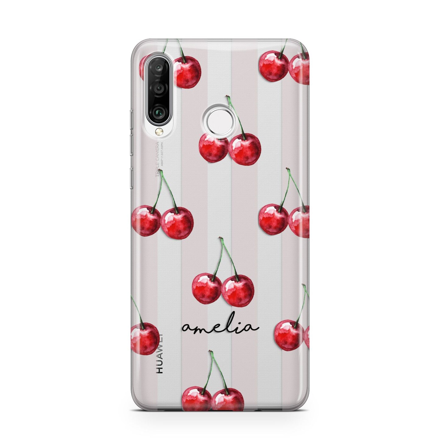 Cherry and Stripes with Name Huawei P30 Lite Phone Case