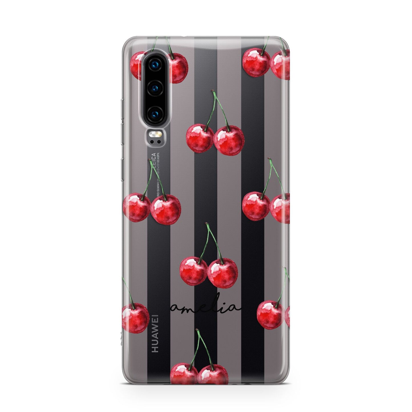 Cherry and Stripes with Name Huawei P30 Phone Case