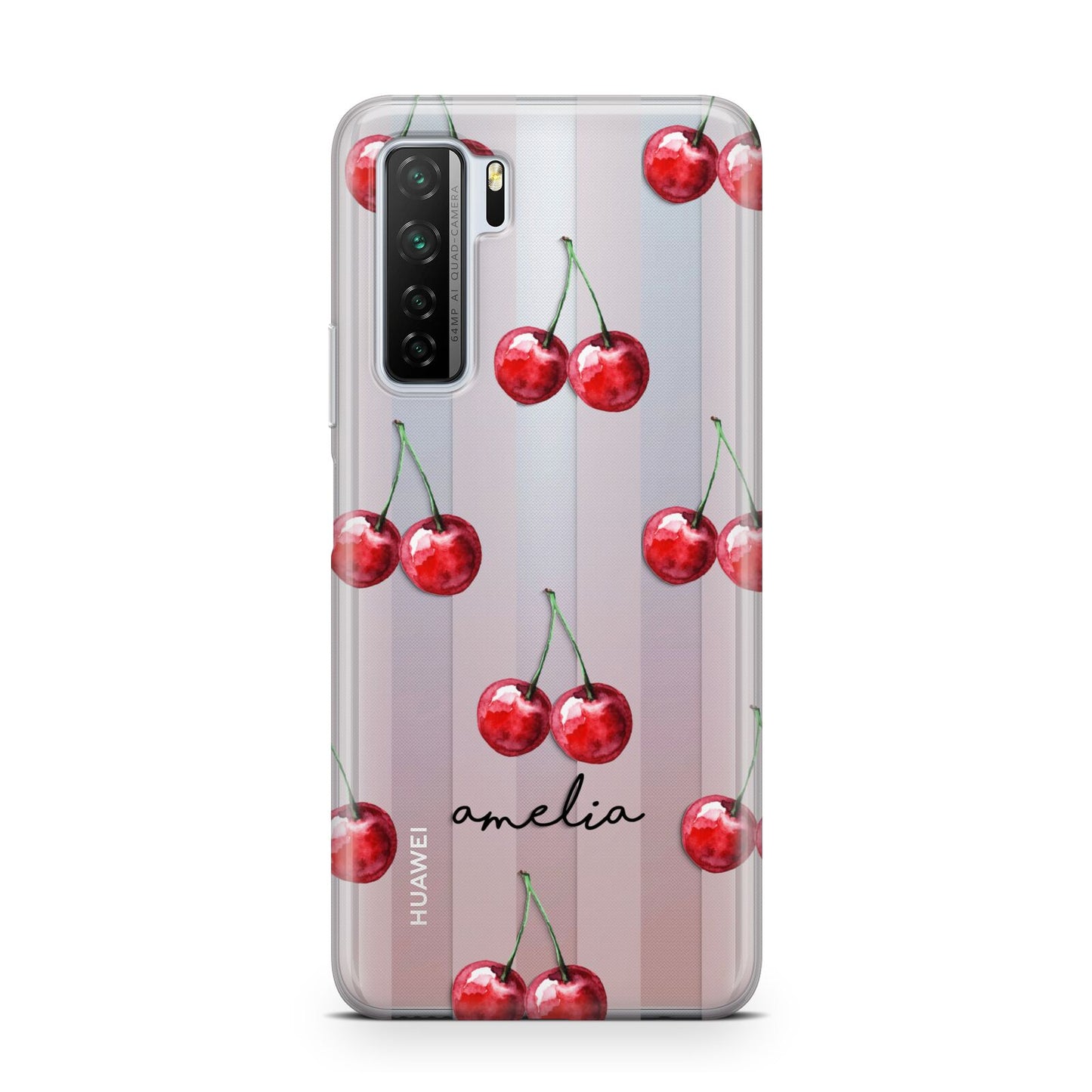 Cherry and Stripes with Name Huawei P40 Lite 5G Phone Case