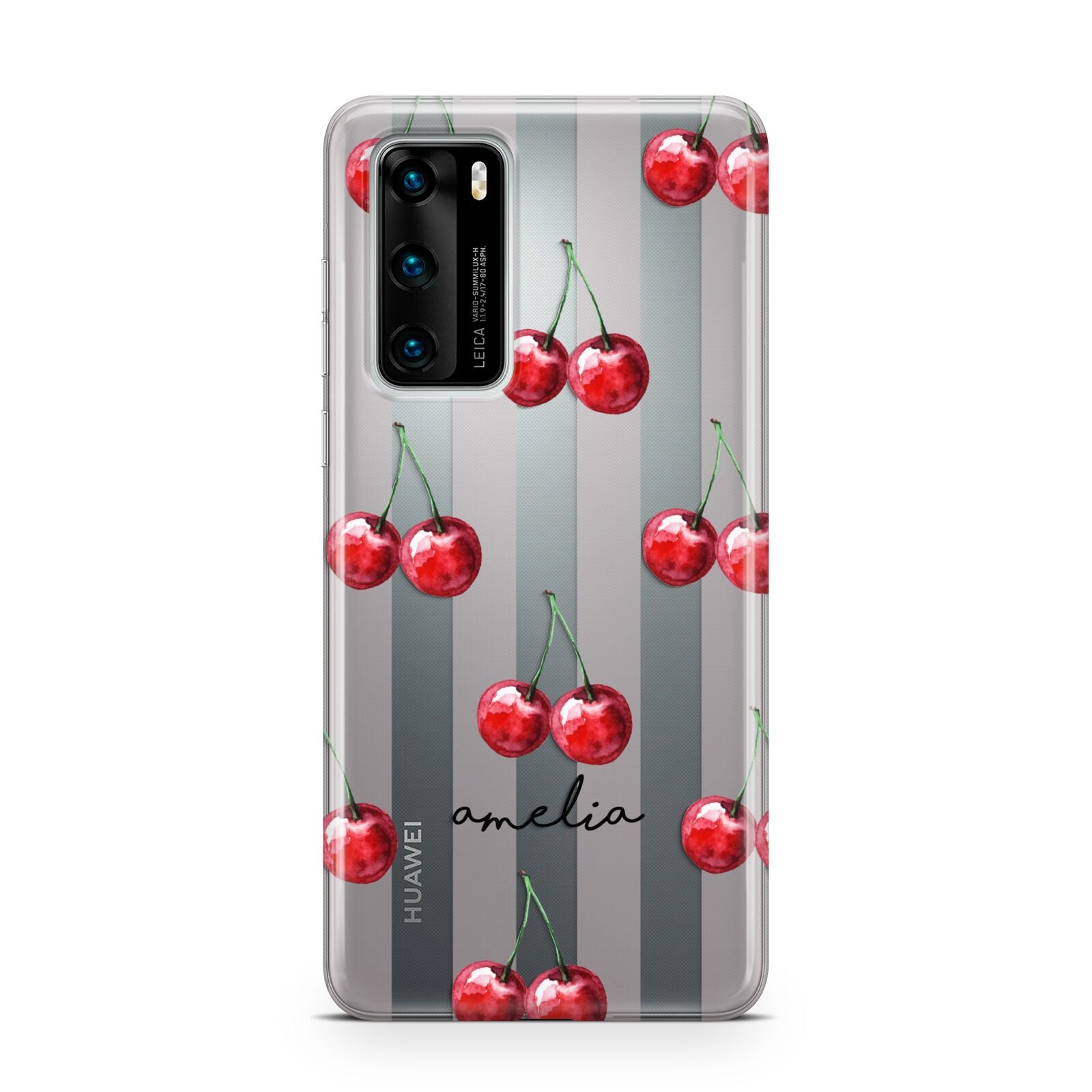 Cherry and Stripes with Name Huawei P40 Phone Case