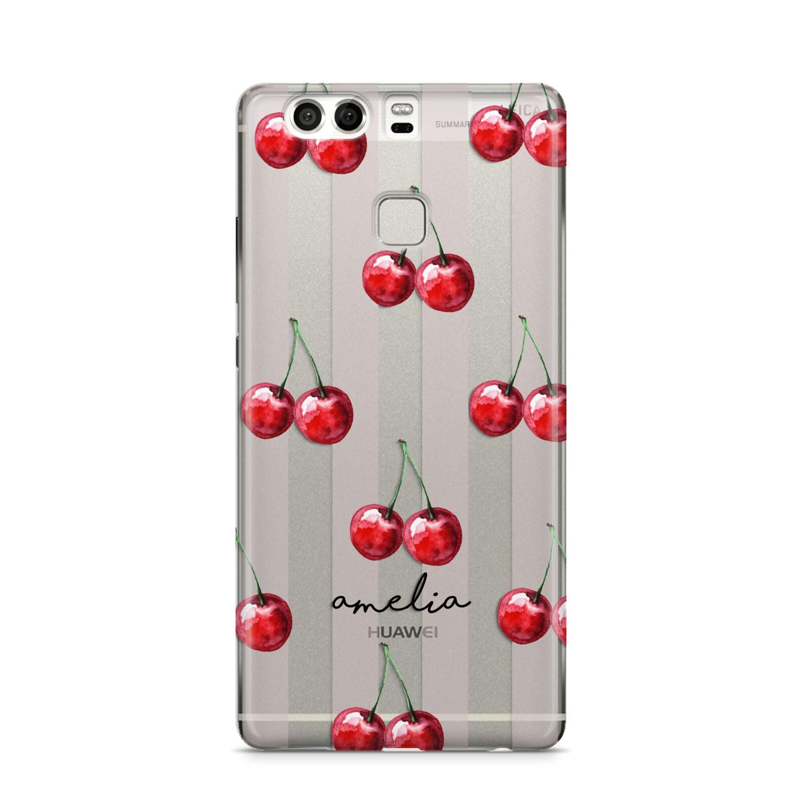 Cherry and Stripes with Name Huawei P9 Case