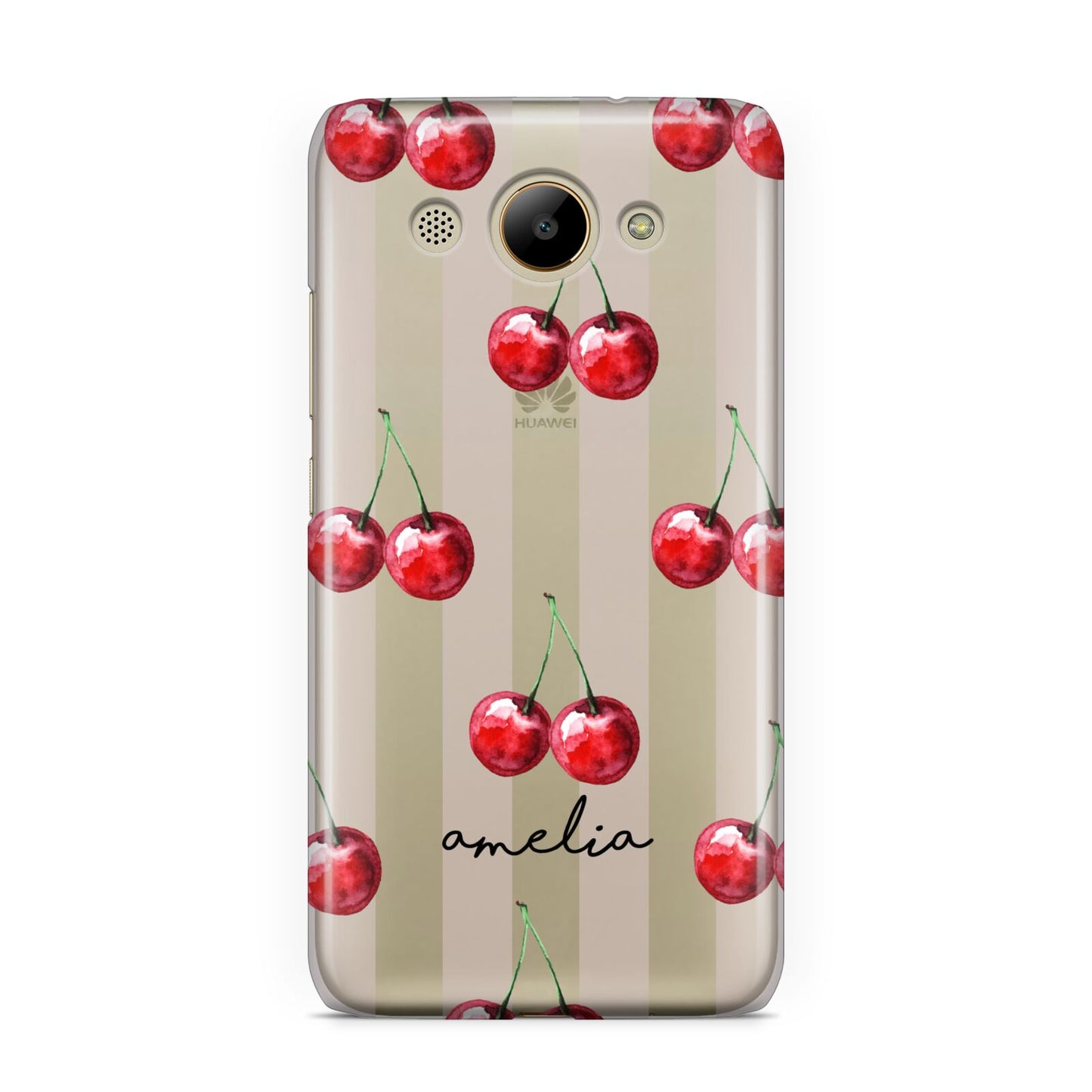 Cherry and Stripes with Name Huawei Y3 2017