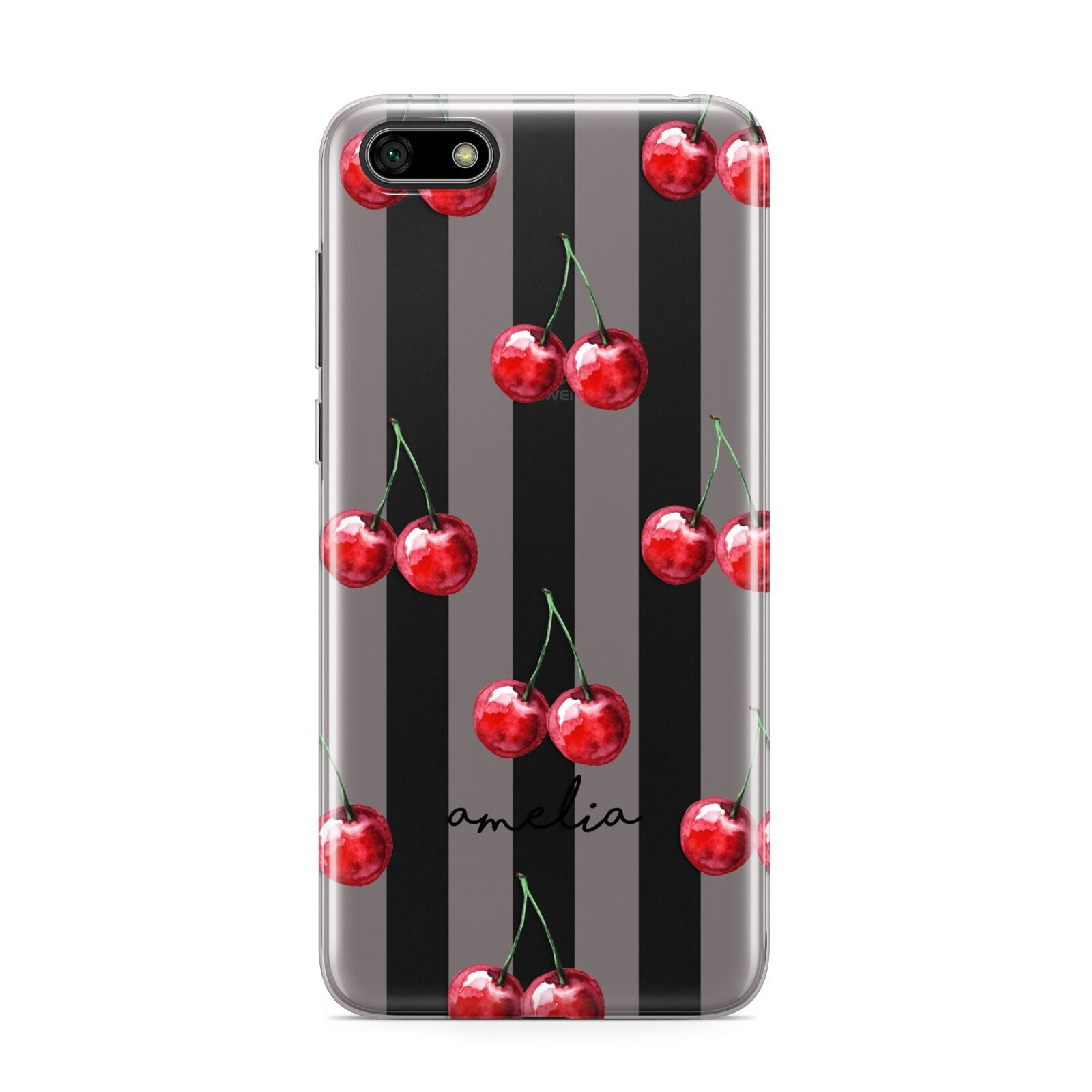 Cherry and Stripes with Name Huawei Y5 Prime 2018 Phone Case