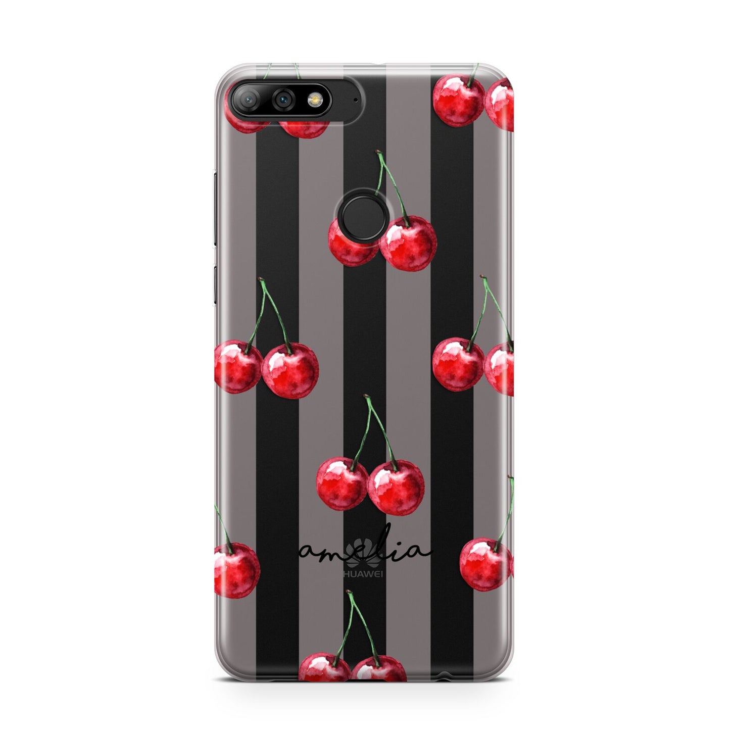 Cherry and Stripes with Name Huawei Y7 2018