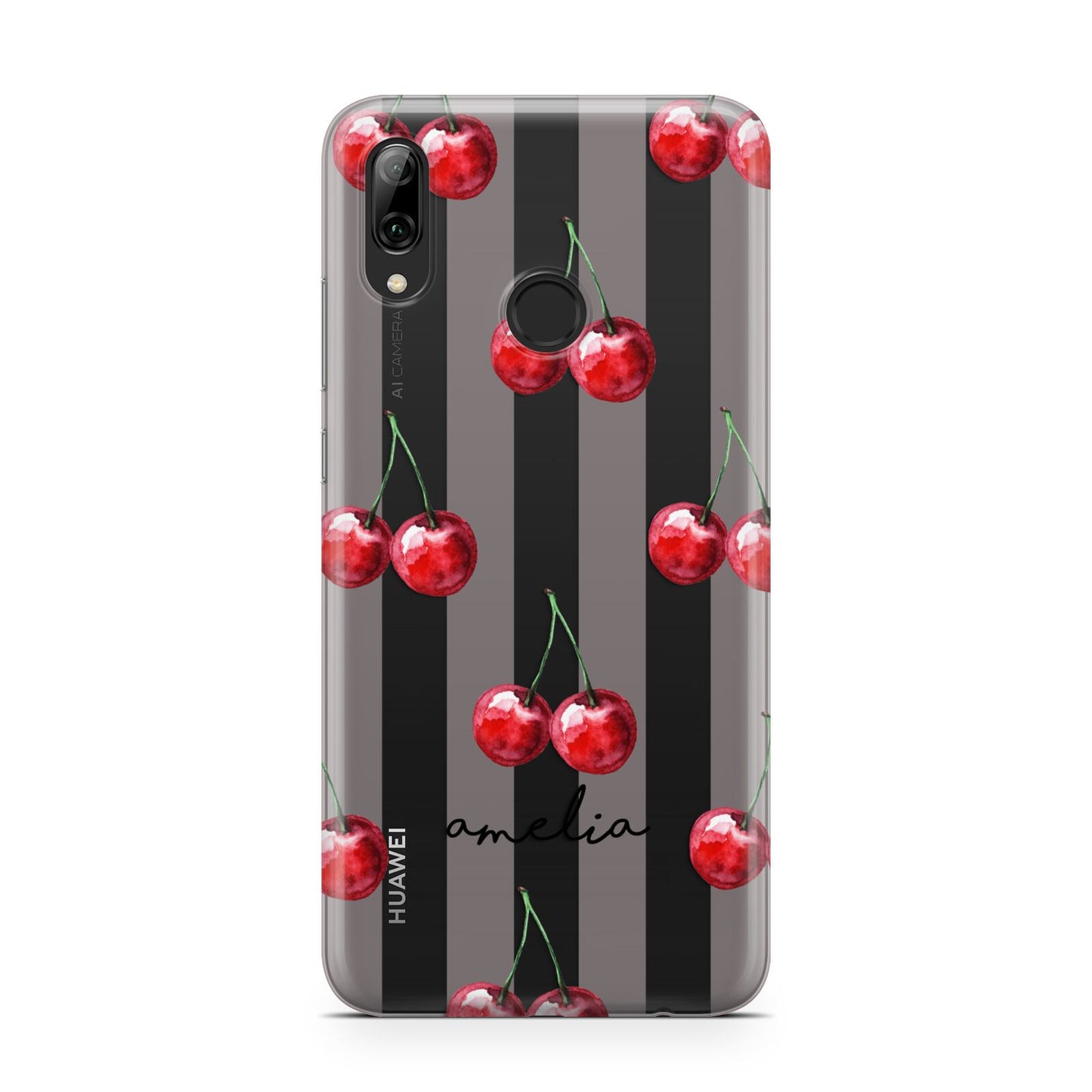 Cherry and Stripes with Name Huawei Y7 2019