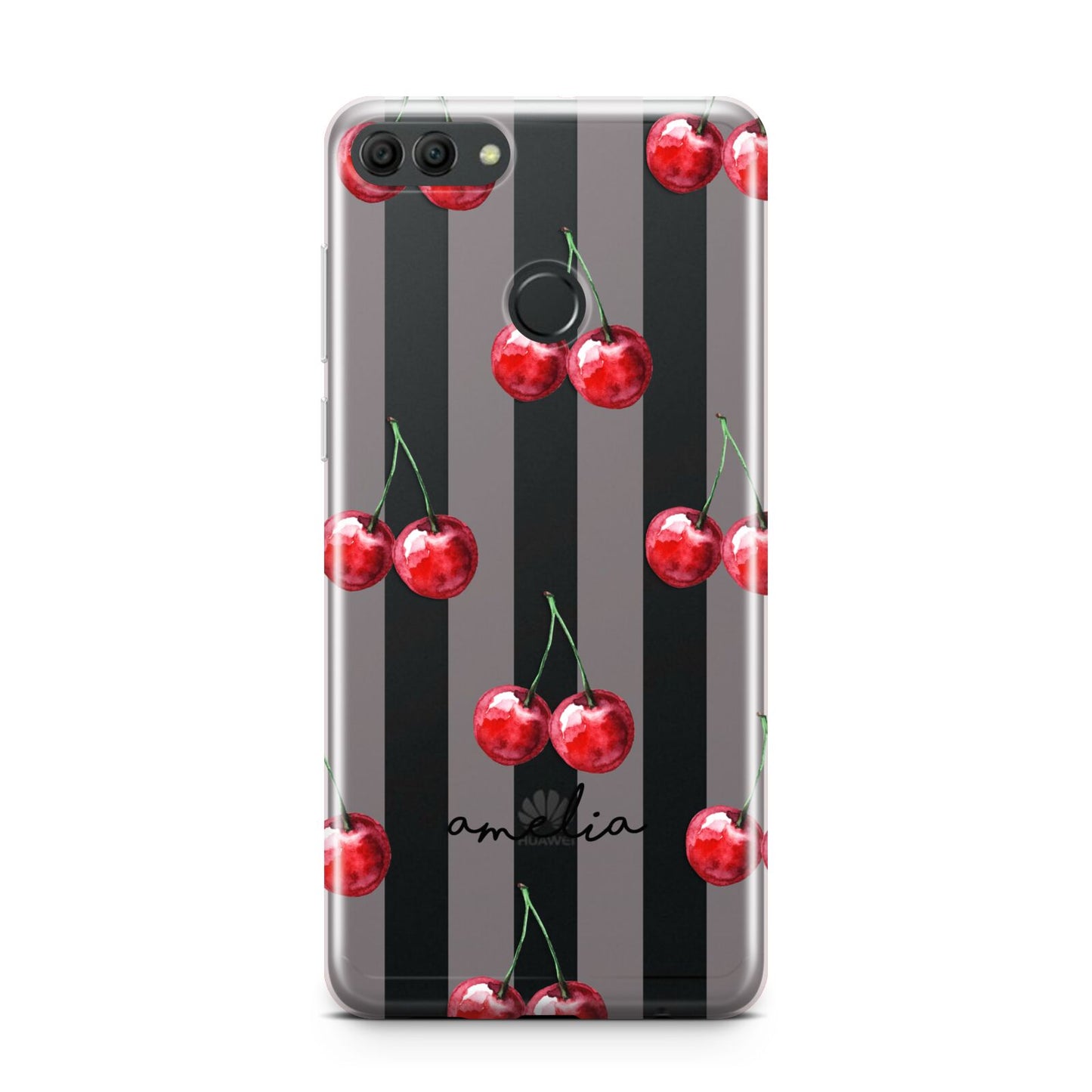 Cherry and Stripes with Name Huawei Y9 2018