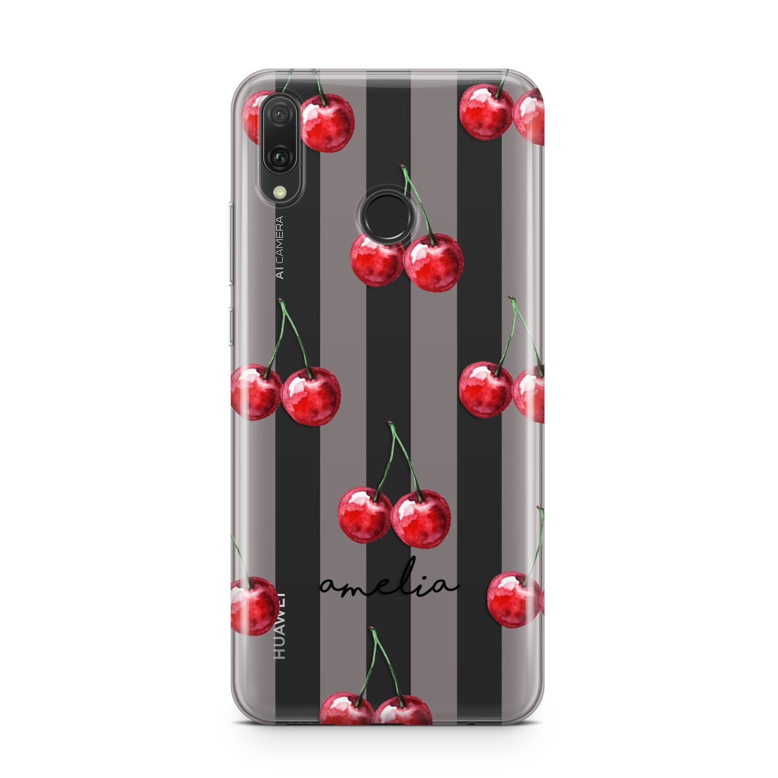 Cherry and Stripes with Name Huawei Y9 2019