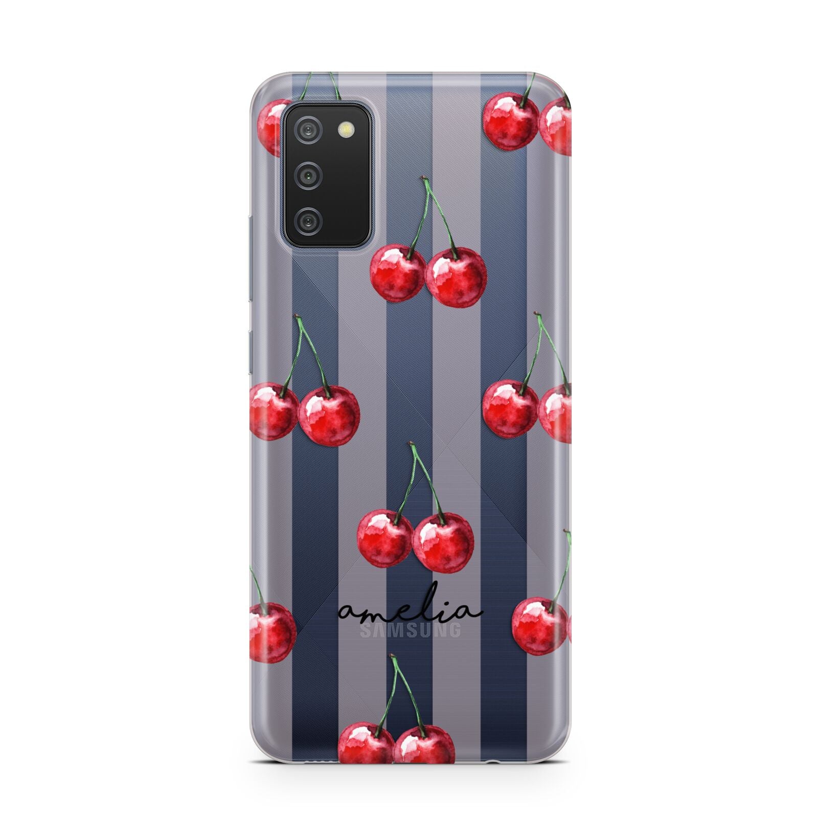 Cherry and Stripes with Name Samsung A02s Case