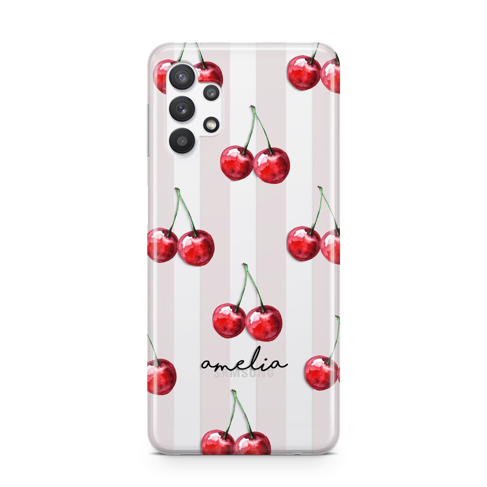 Cherry and Stripes with Name Samsung A32 5G Case