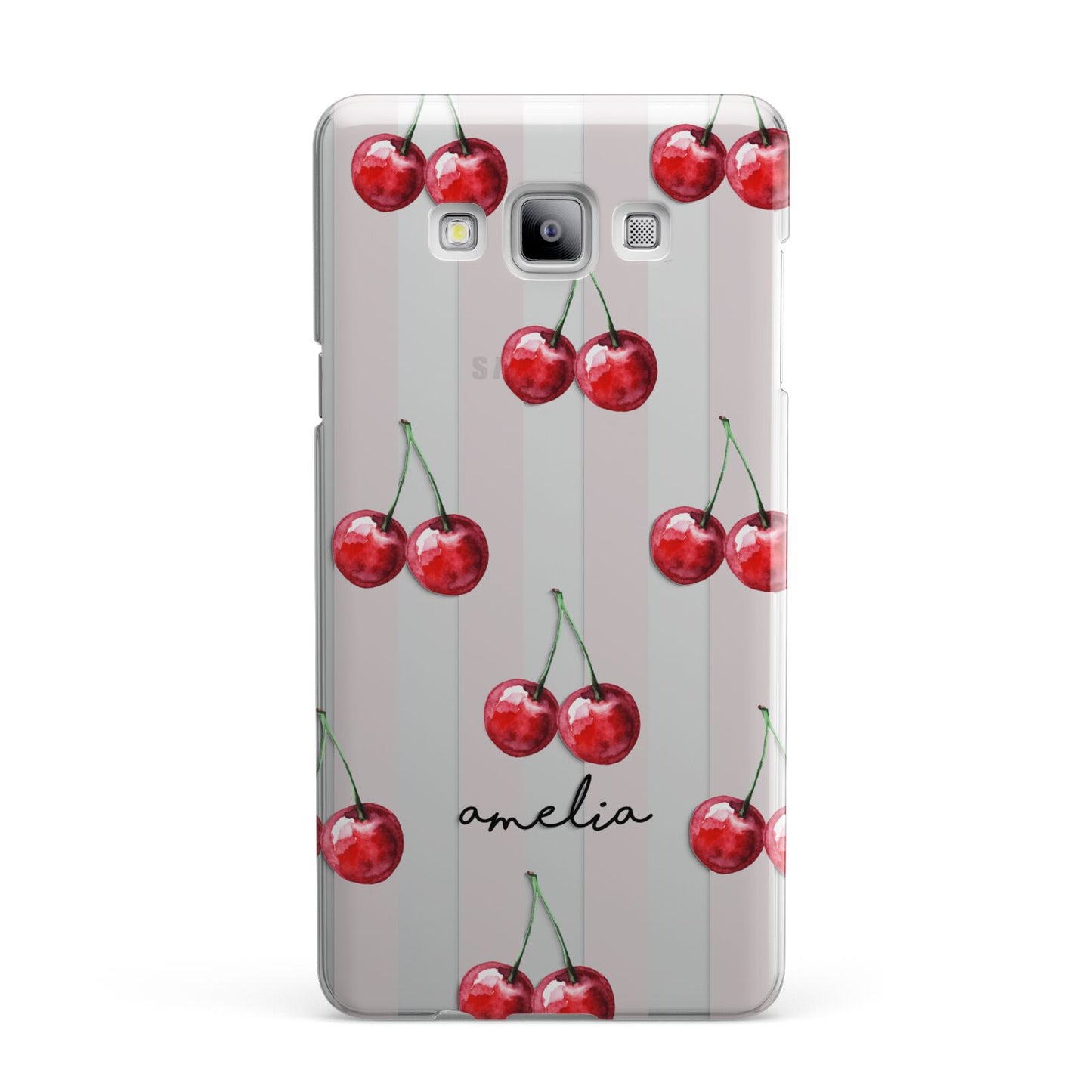 Cherry and Stripes with Name Samsung Galaxy A7 2015 Case