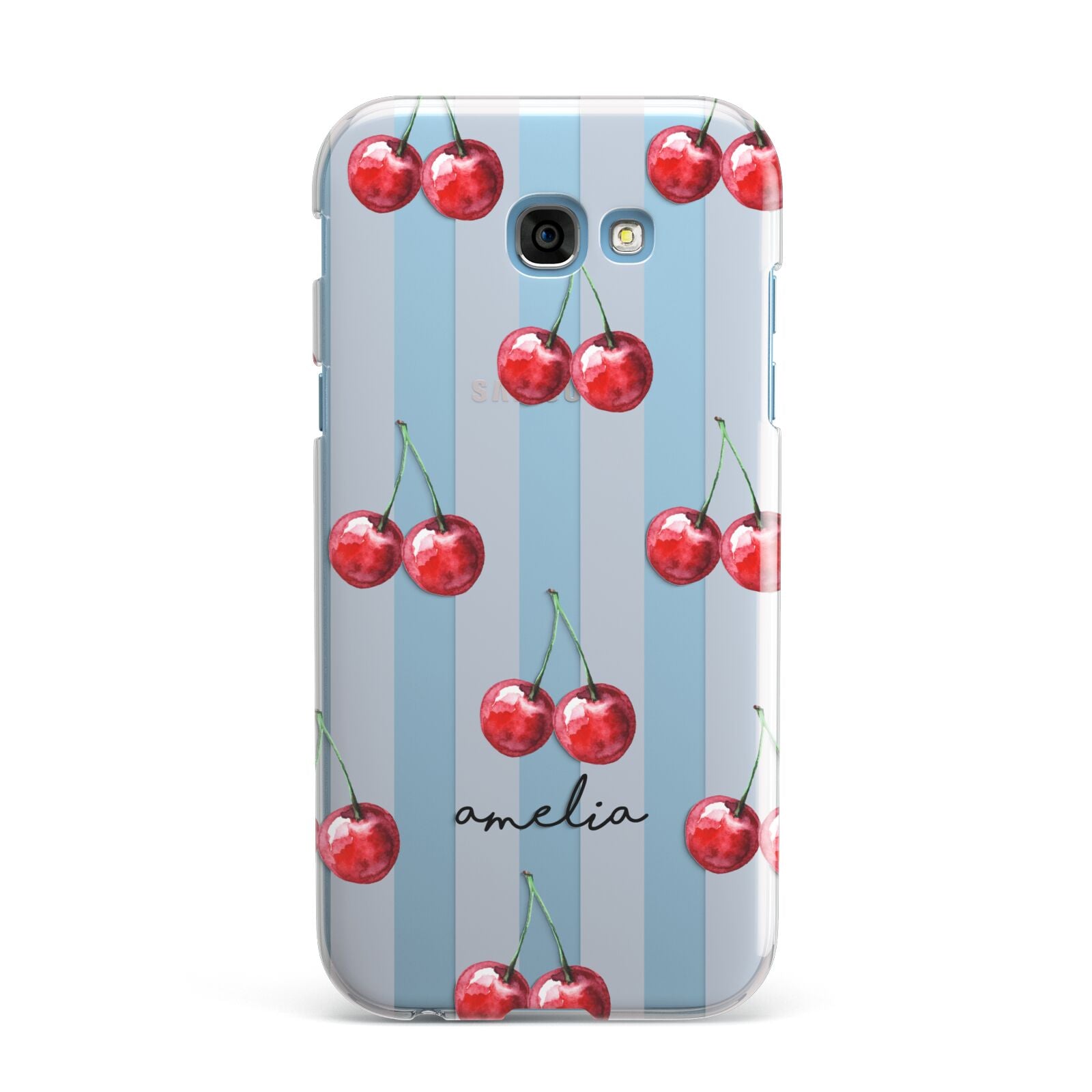 Cherry and Stripes with Name Samsung Galaxy A7 2017 Case