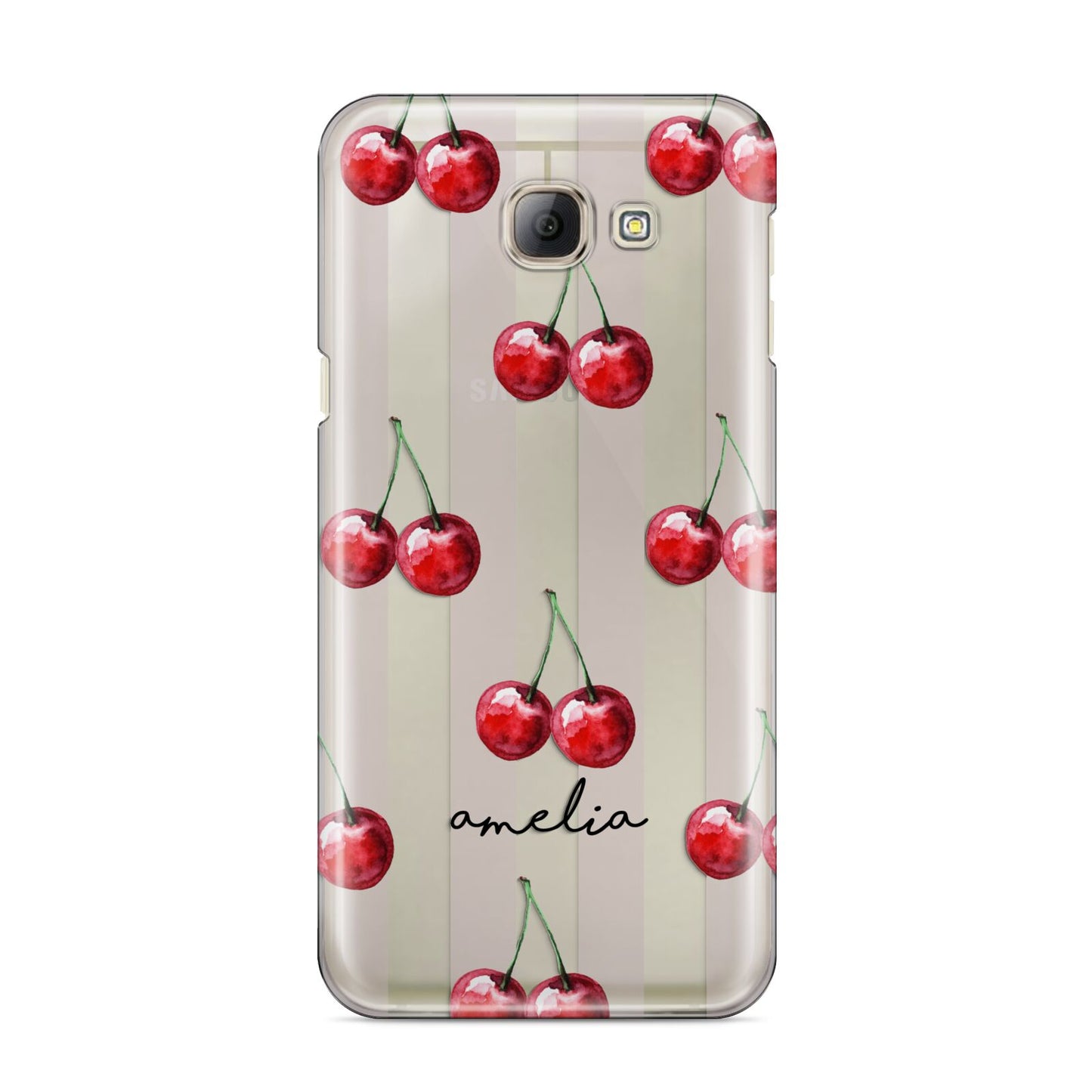 Cherry and Stripes with Name Samsung Galaxy A8 2016 Case